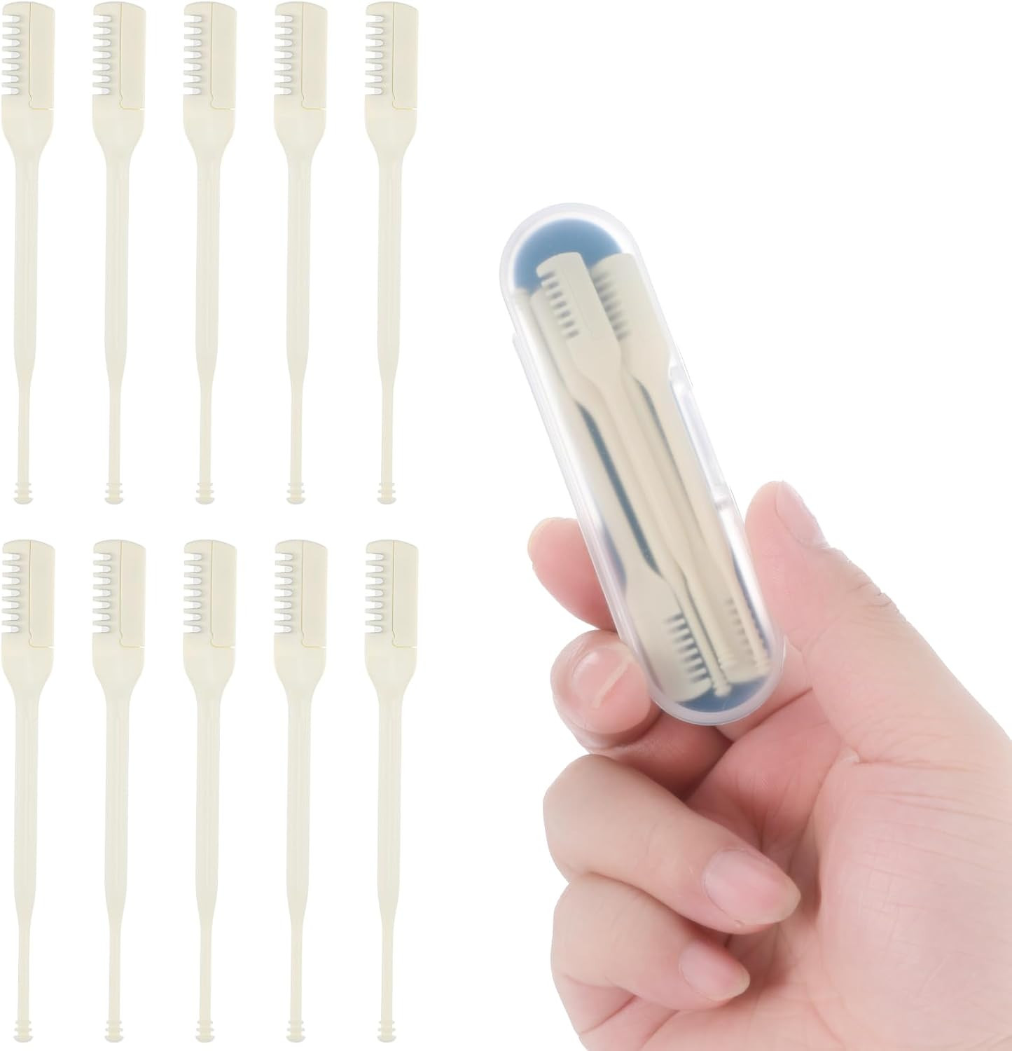 10-Pack Manual Nose Hair Trimmer, 360° Rotating Nasal Hair Cutter with Ear Picke