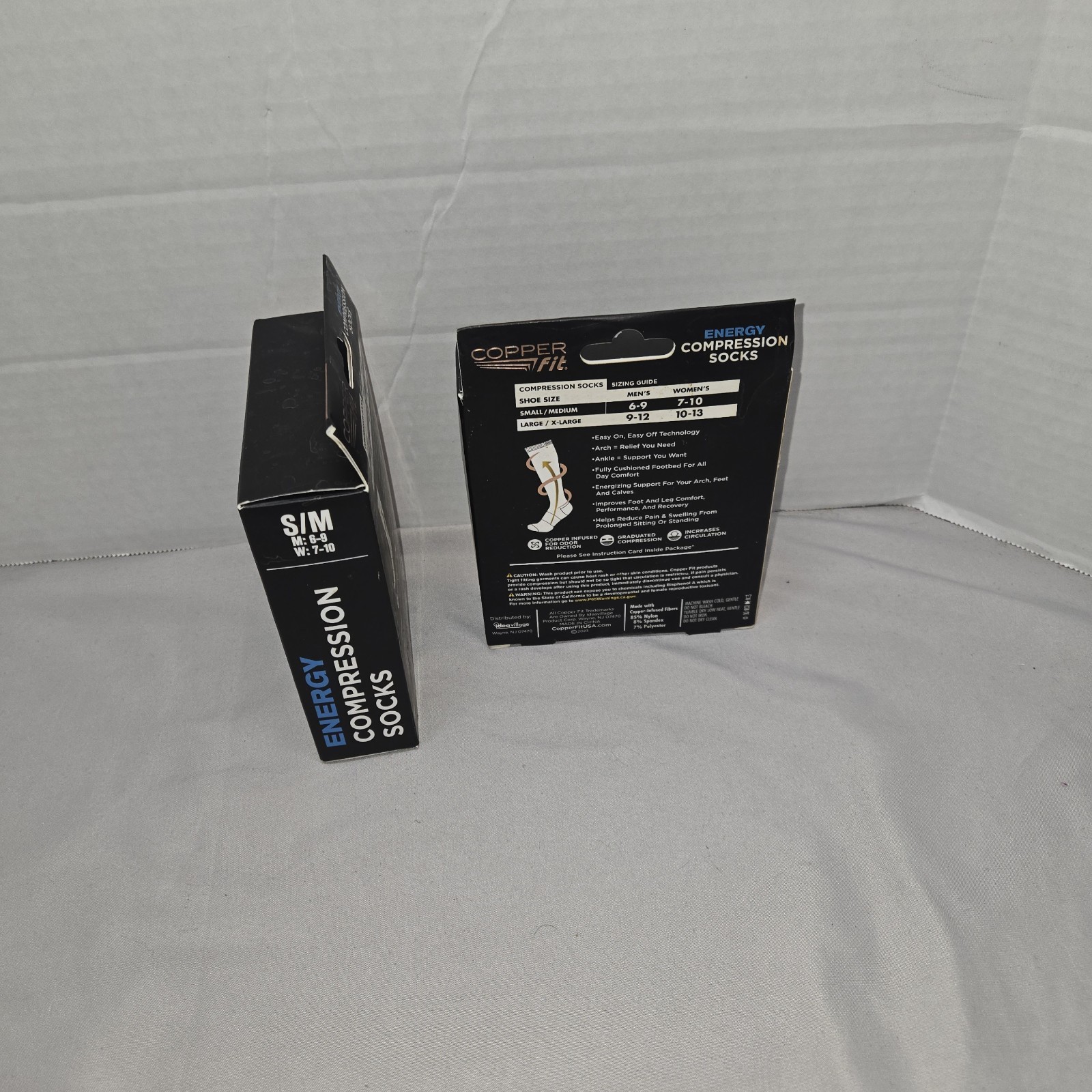 COPPER FIT Energy Compression Socks – Black, Size S/M~~M:6-9; W:7-10 Nwot Lot 2