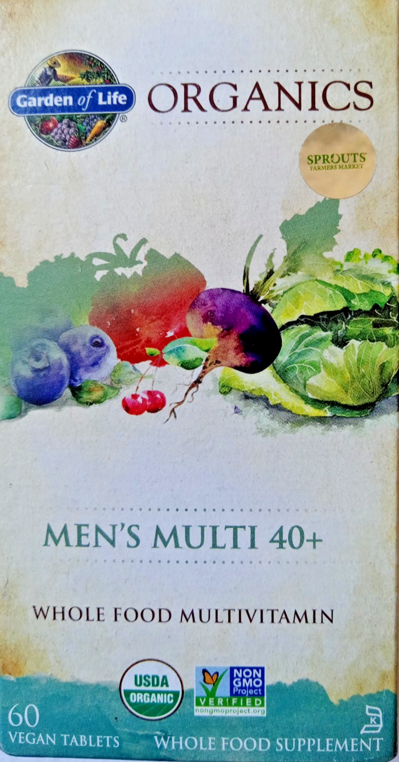 Garden of Life Organics Men’s 40+ Multi Whole 60 veg tb Food vitamin EXP 02-2029