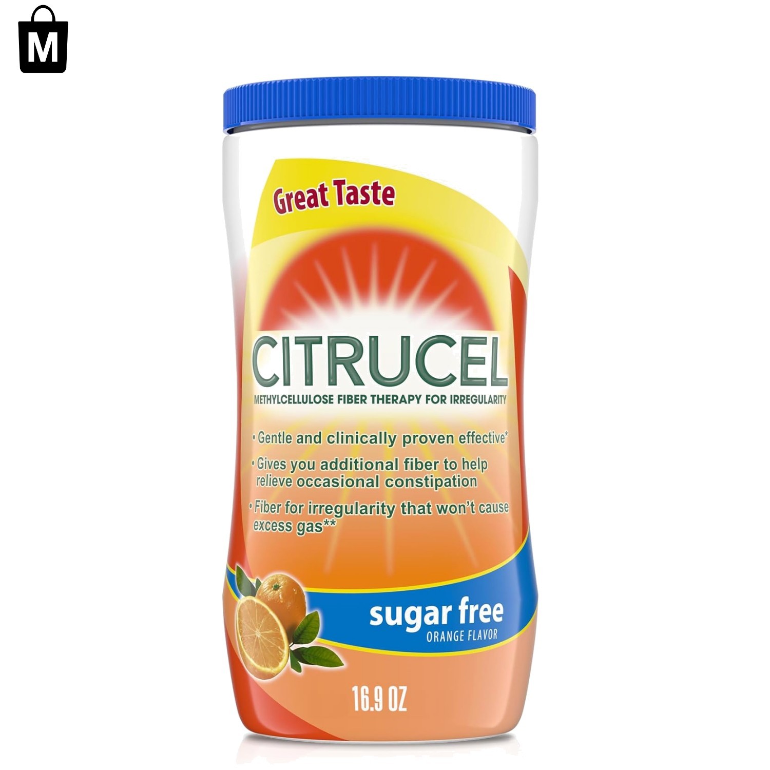 Sweet Orange Flavor Sugar Free Fiber Powder – Smooth Constipation Relief, 16.9oz