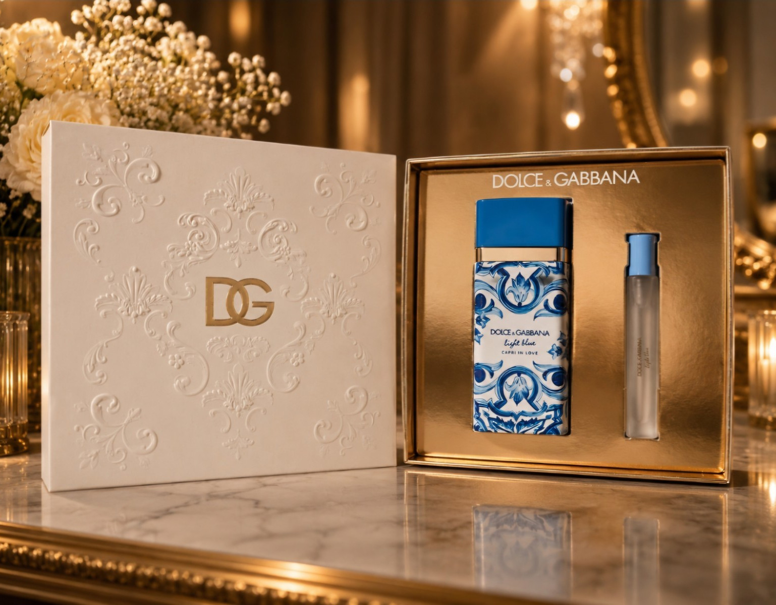 Dolce & Gabbana Light Blue Capri In Love Gift Set 3.3 oz EDP + 10ml Spray NIB