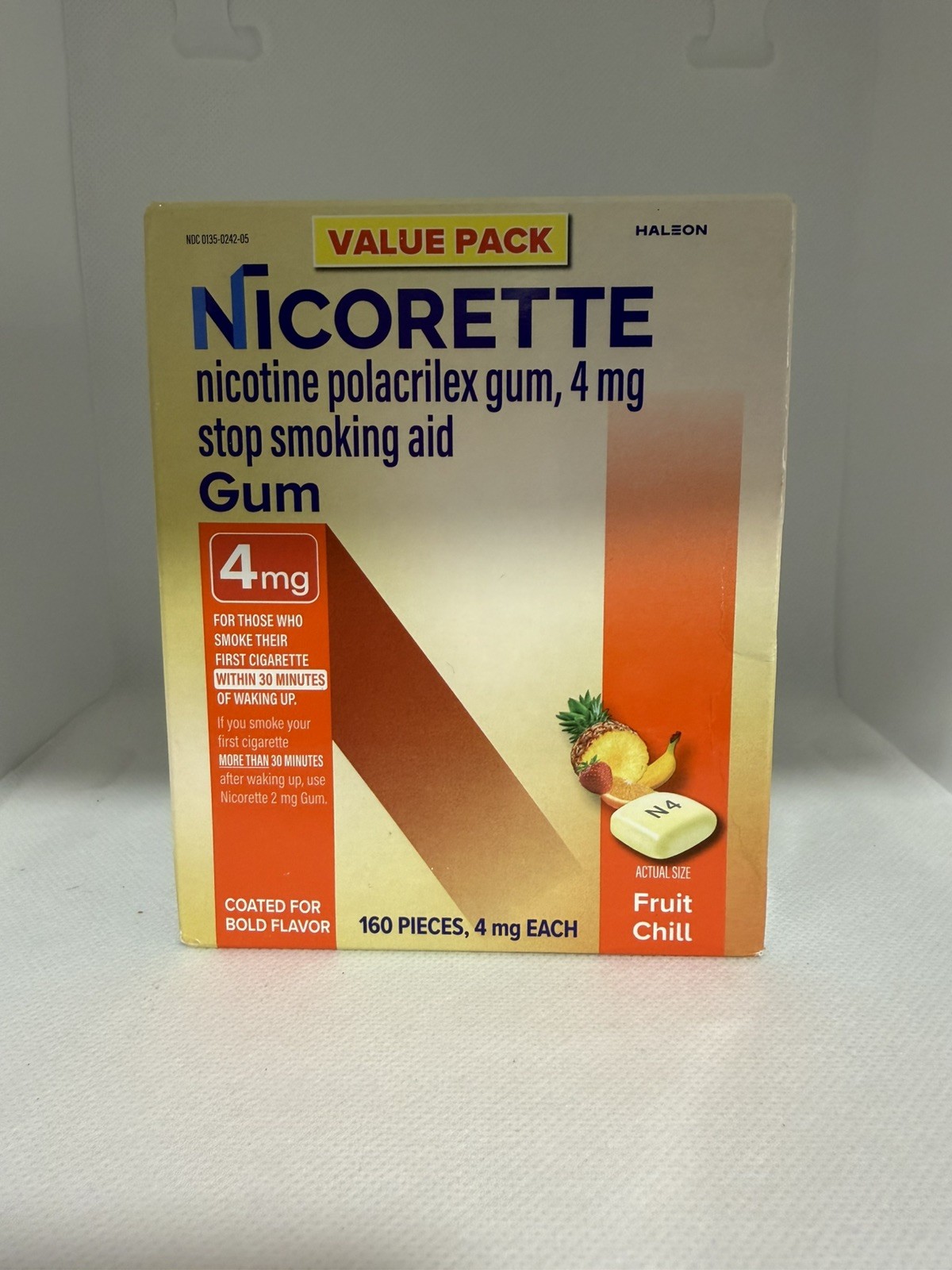 Nicorette Nicotine Gum to Quit Smoking, Fruit Chill 4mg – 160 Count Exp 01/2028