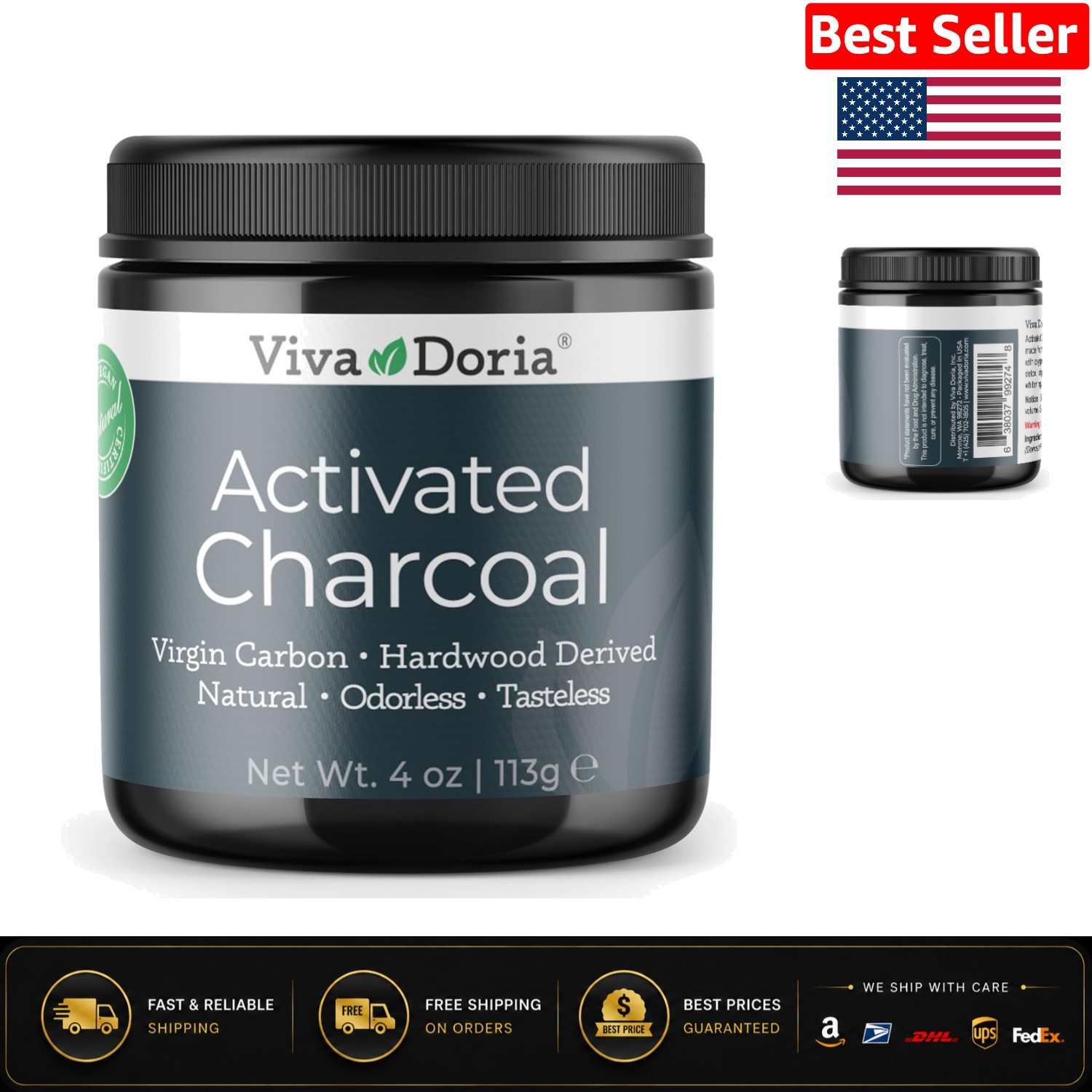 Virgin Activated Charcoal Powder 4 Oz – Food Grade, , Gluten-Free Detox