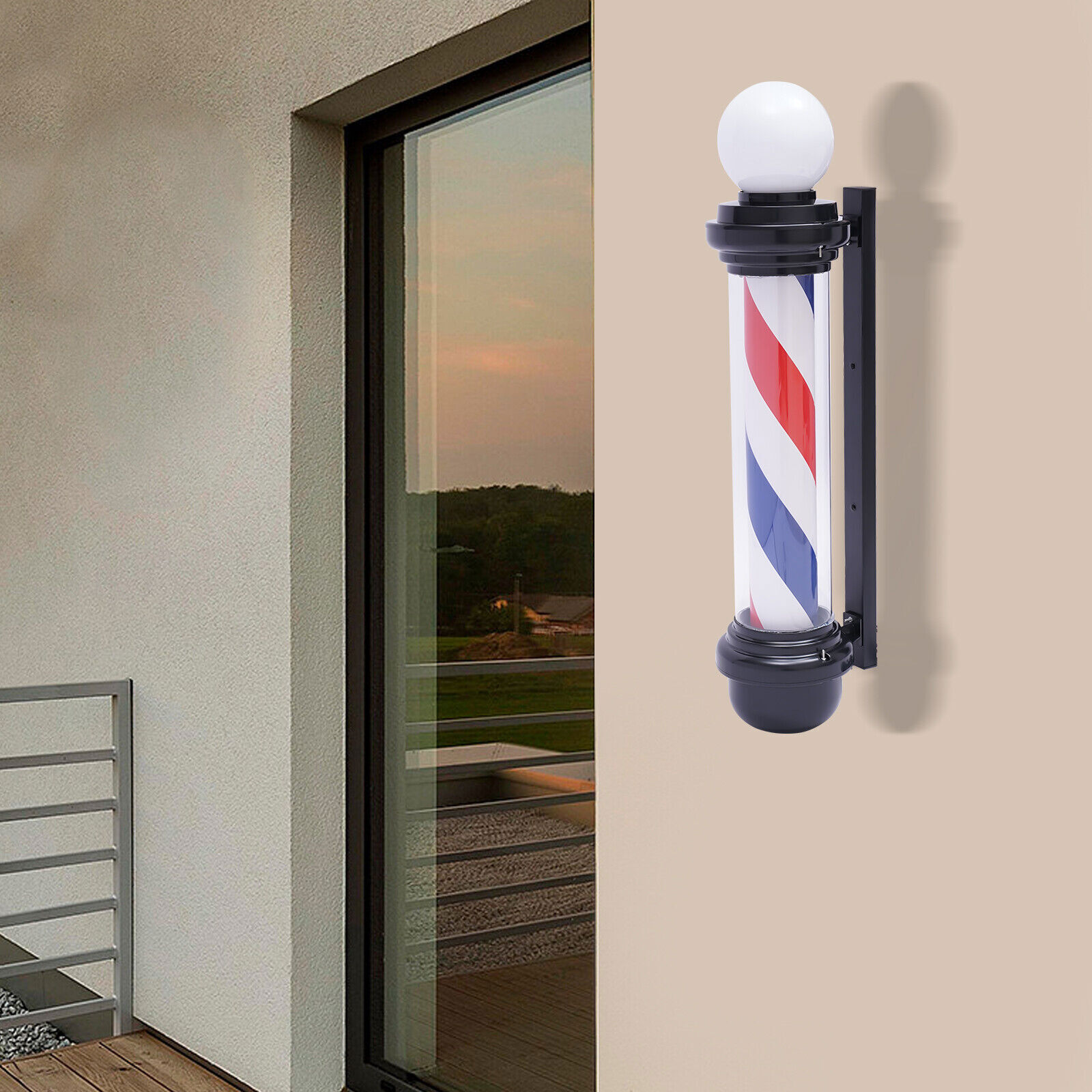 Barber Shop Pole Light Rotating LED Stripes Hair Salon Open Sign Outdoor/Indoor