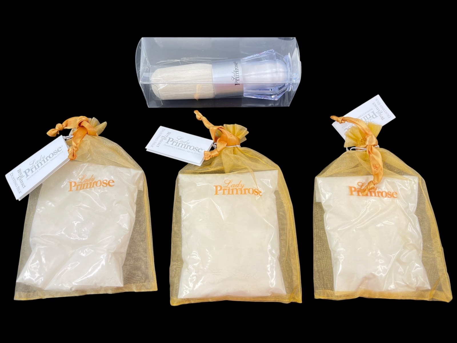 Lady Primrose Royal Extract Dusting Silk Powder with Brush Kit Lot of 3 New Bags