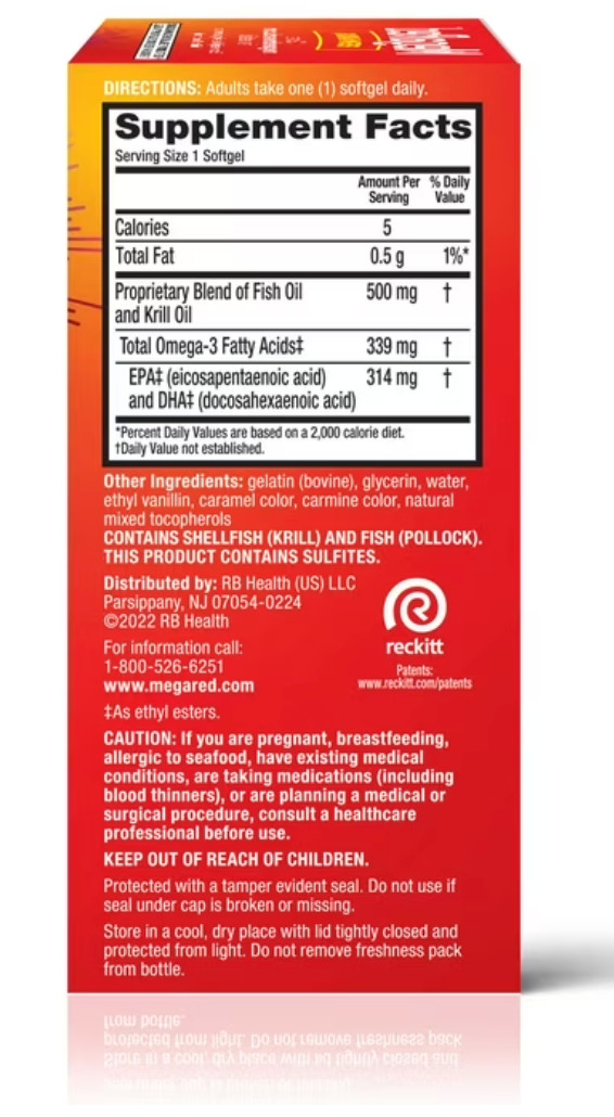 MegaRed Advanced 4-in-1 Omega-3 500mg 80 Softgels Heart Joint Support 2-Pack
