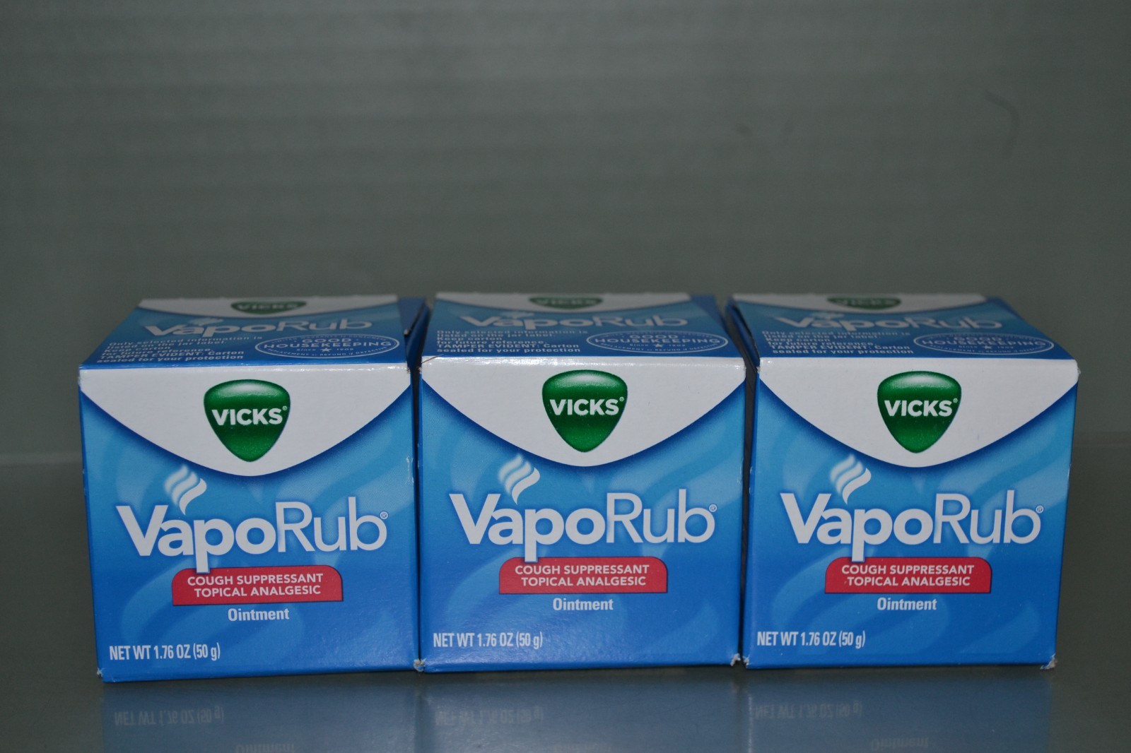 (3) Vicks VapoRub Cough Suppressant Chest Rub Ointment Original, 1.76 oz, 03/27
