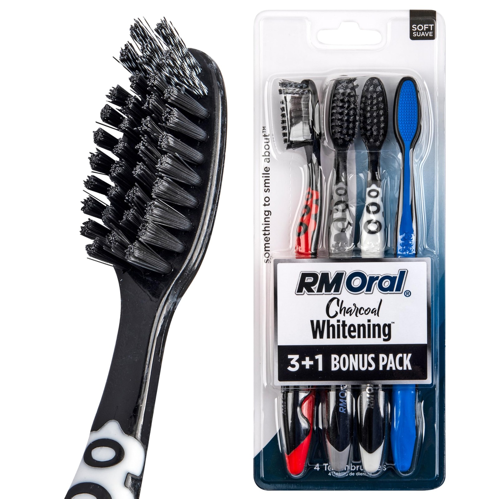 Charcoal Whitening Toothbrushes, Charcoal-Infused Soft Bristles, Helps Whiten…