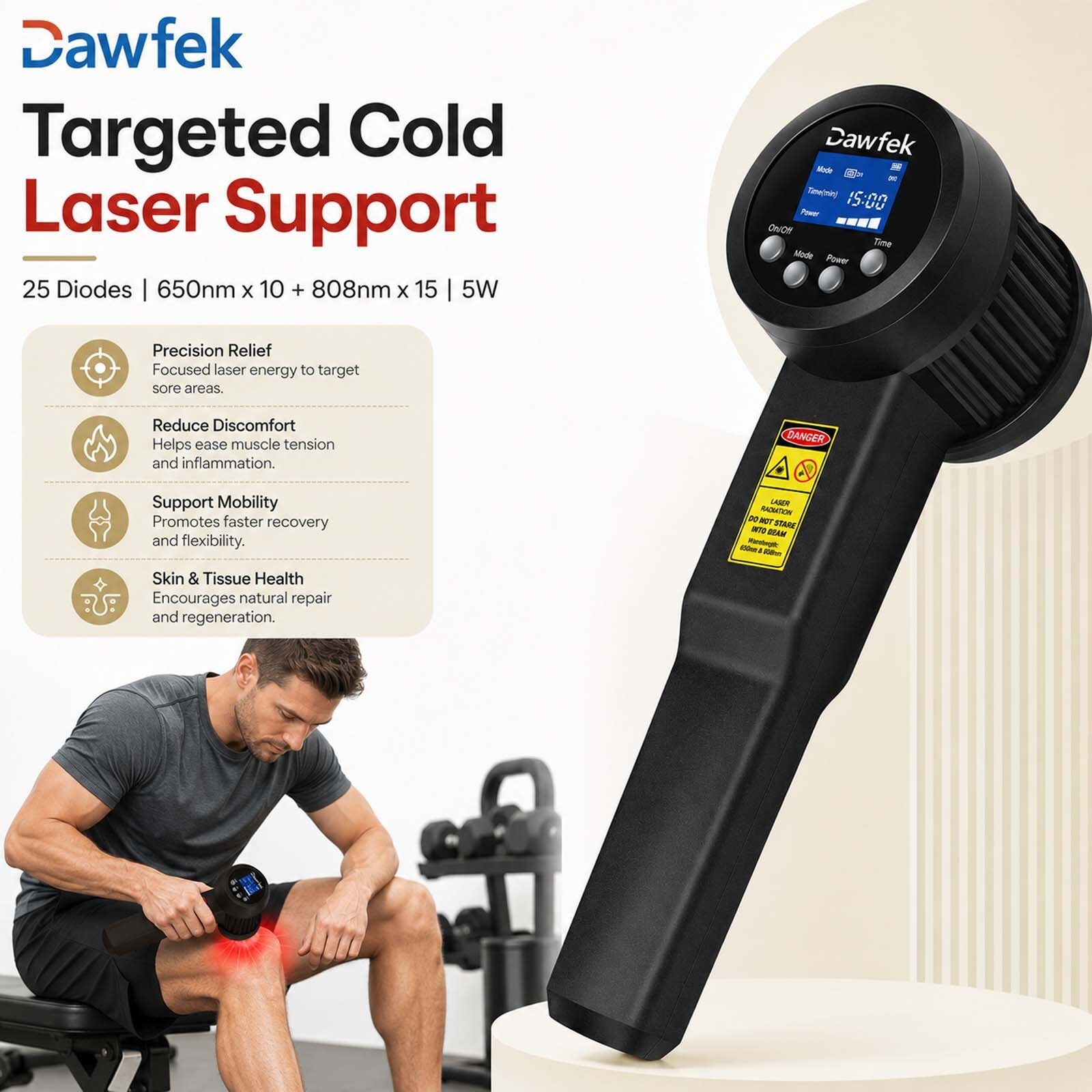650nm 808nm High Power Laser Therapy 5W for Sports Injuries Tendonitis Recovery