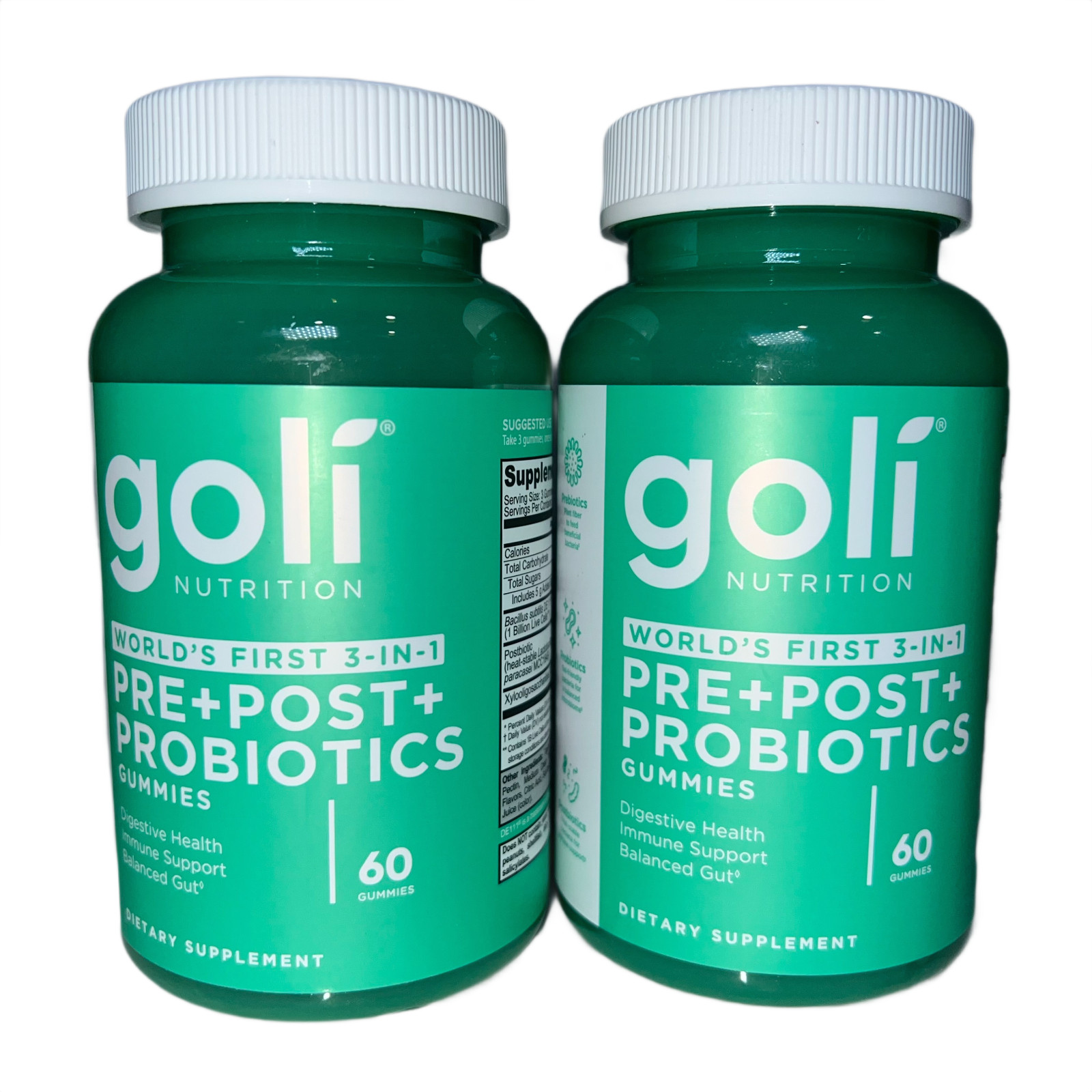 Goli Zero Sugar 3-in-1 Pre+Post+Probiotics Gummies 60ct 2Pk New