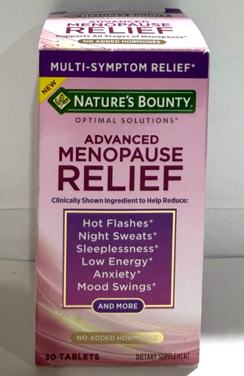 Nature’s Bounty Advanced Menopause Relief 30 Tablets Exp 01/2027+