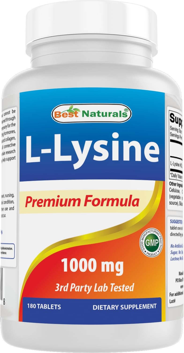 Best Naturals L-Lysine 1000mg 180 Tablets – Double 180 Count (Pack of 1)