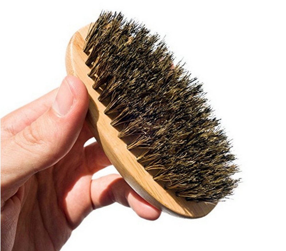 Men’s Boar Bristle Beard Brush Soft Mustache Grooming Brush Wooden Handle Pocket
