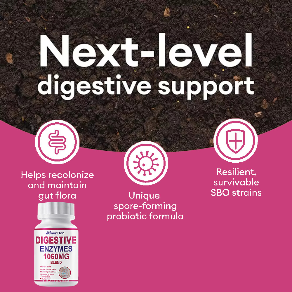 Digestive Enzymes Prebiotic & Probiotics Gas, Constipation & Bloating Relief 120