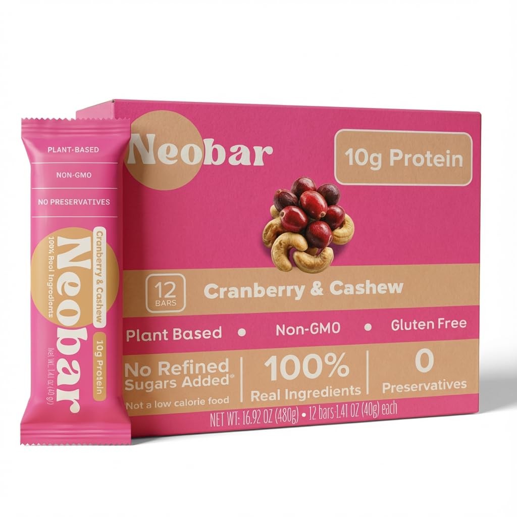 NEOBAR 10g PlantBased Protein Fruit and Nut Bars Vegan Snack Bars, Gluten Fr…