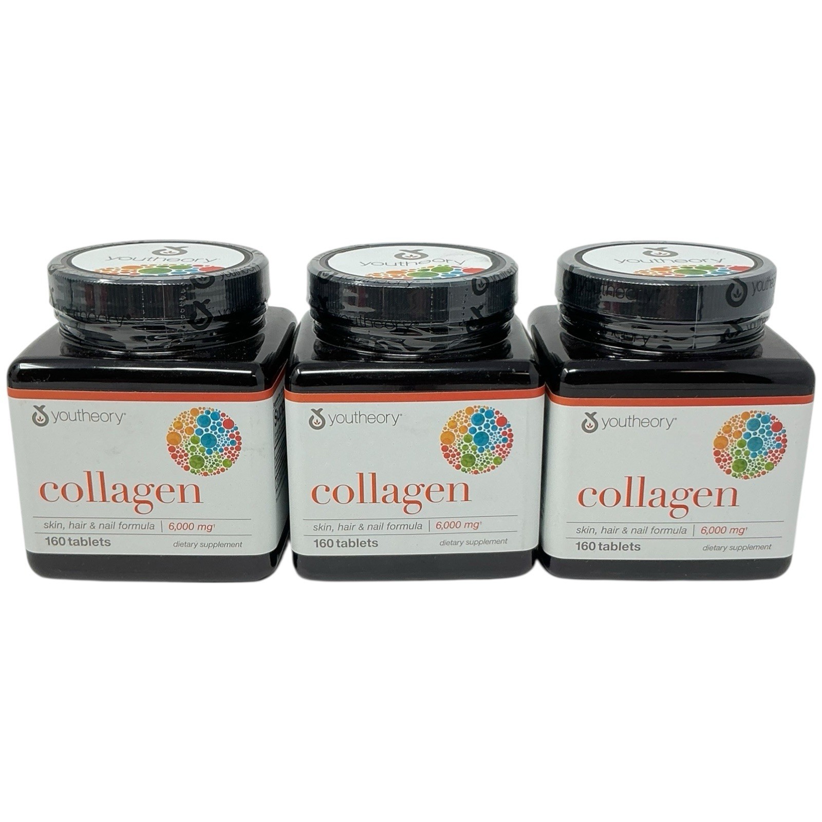 Lot of 3- Youtheory Collagen, Hair Skin Nail Support, 6,000mg- 480 Tablets