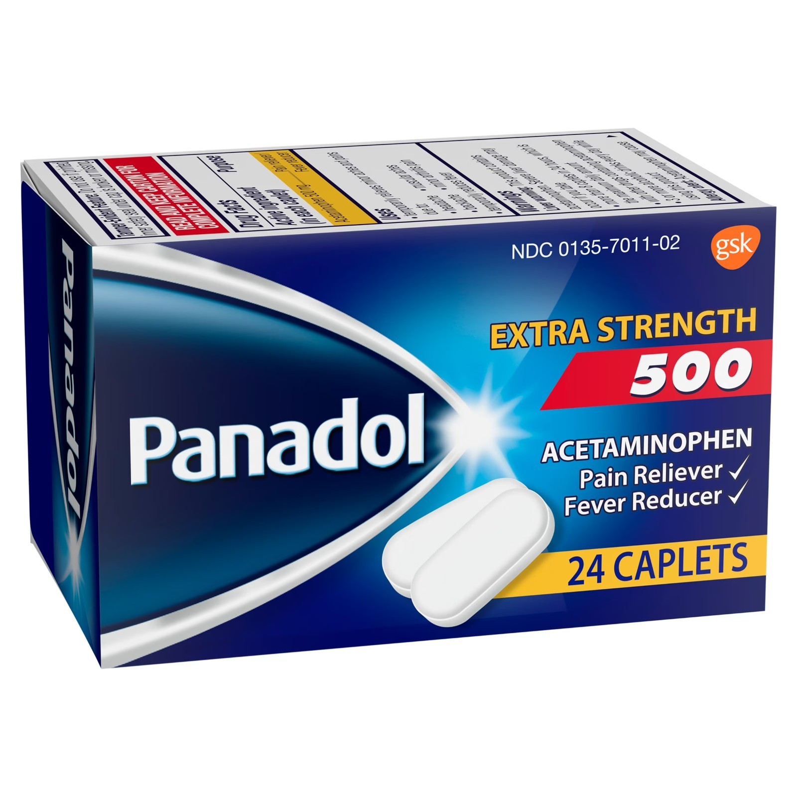 (2 pack) Panadol Extra Strength Caplets, Pain Reliever & Fever Reducer – 24ct