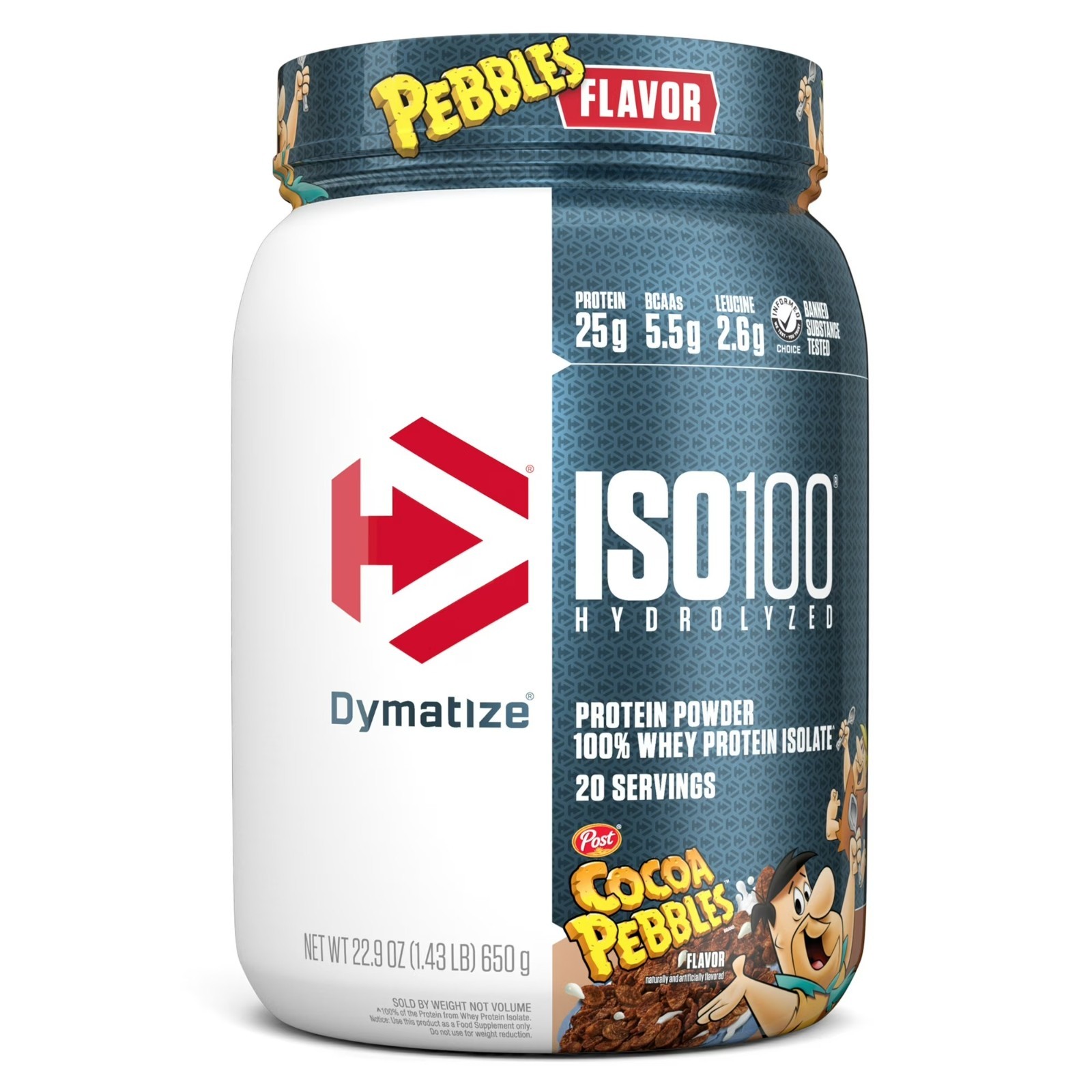 Dymatize ISO100 Hydrolyzed Whey Isolate Protein Powder, Cocoa Pebbles, 20 Serv