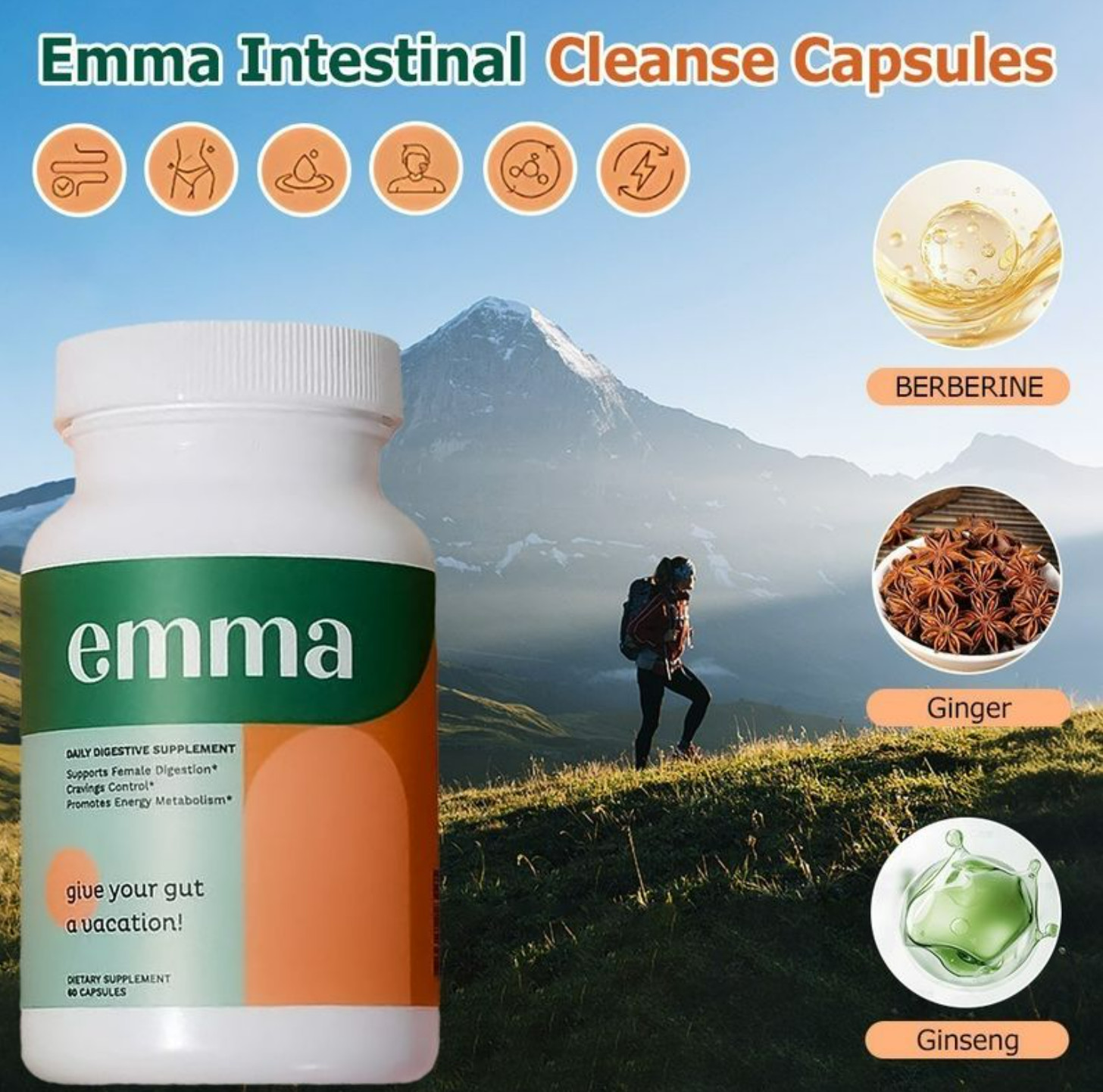 Emma 3 Pack Gut Health Supplement 180 Capsules Bloating Relief & Leaky Gut