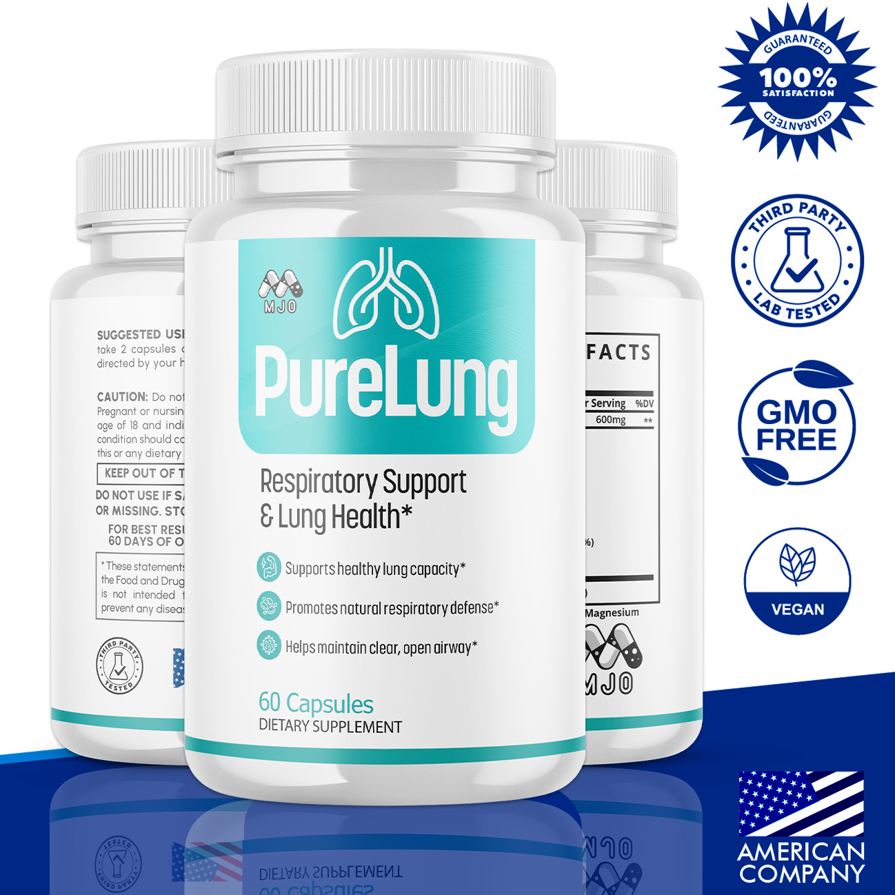 (1 Pack) PureLung Advanced Lung Support Supplement Pure Lung 60 Capsules