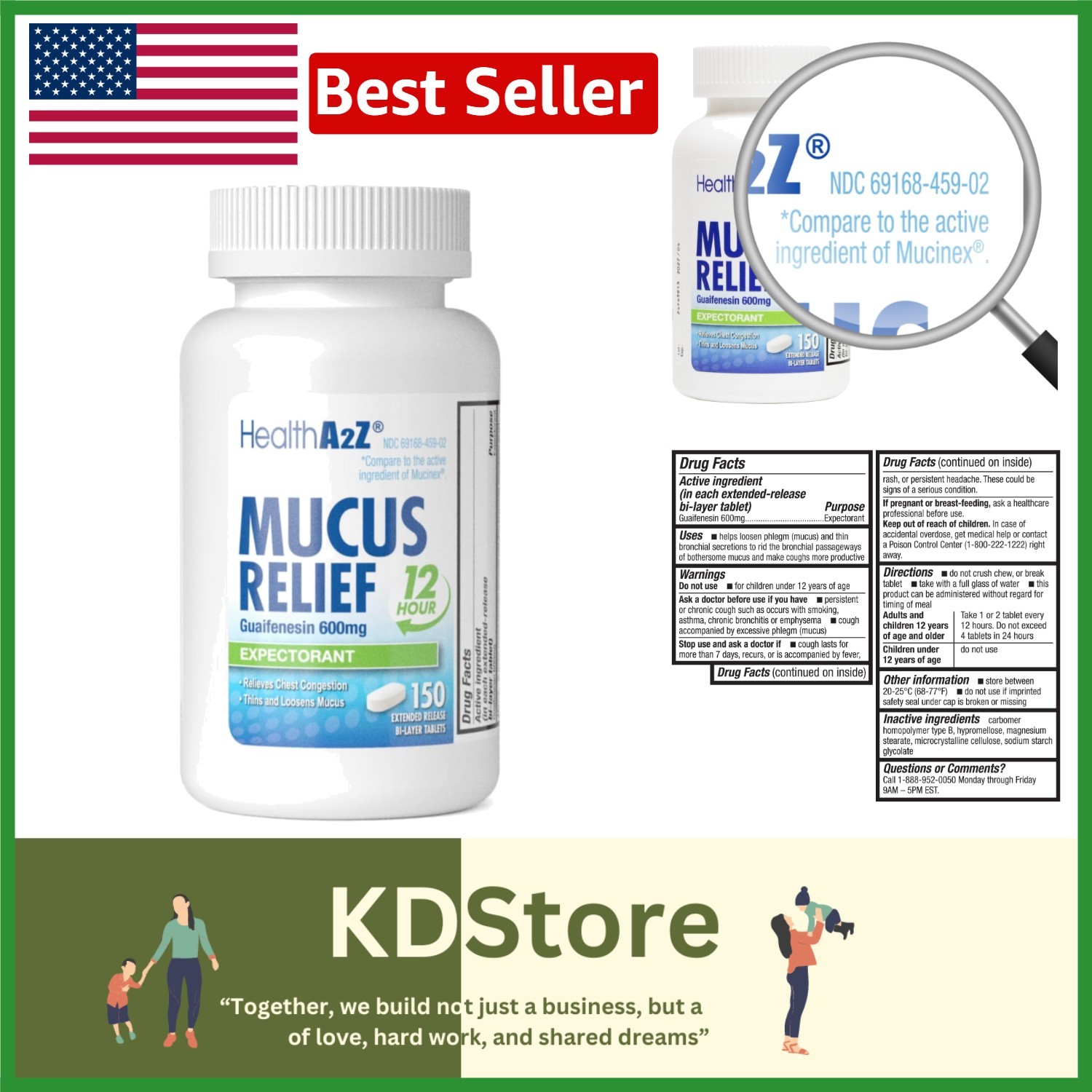 Guaifenesin 600 mg Extended Release – Mucus & Chest Congestion Relief (150 Co…