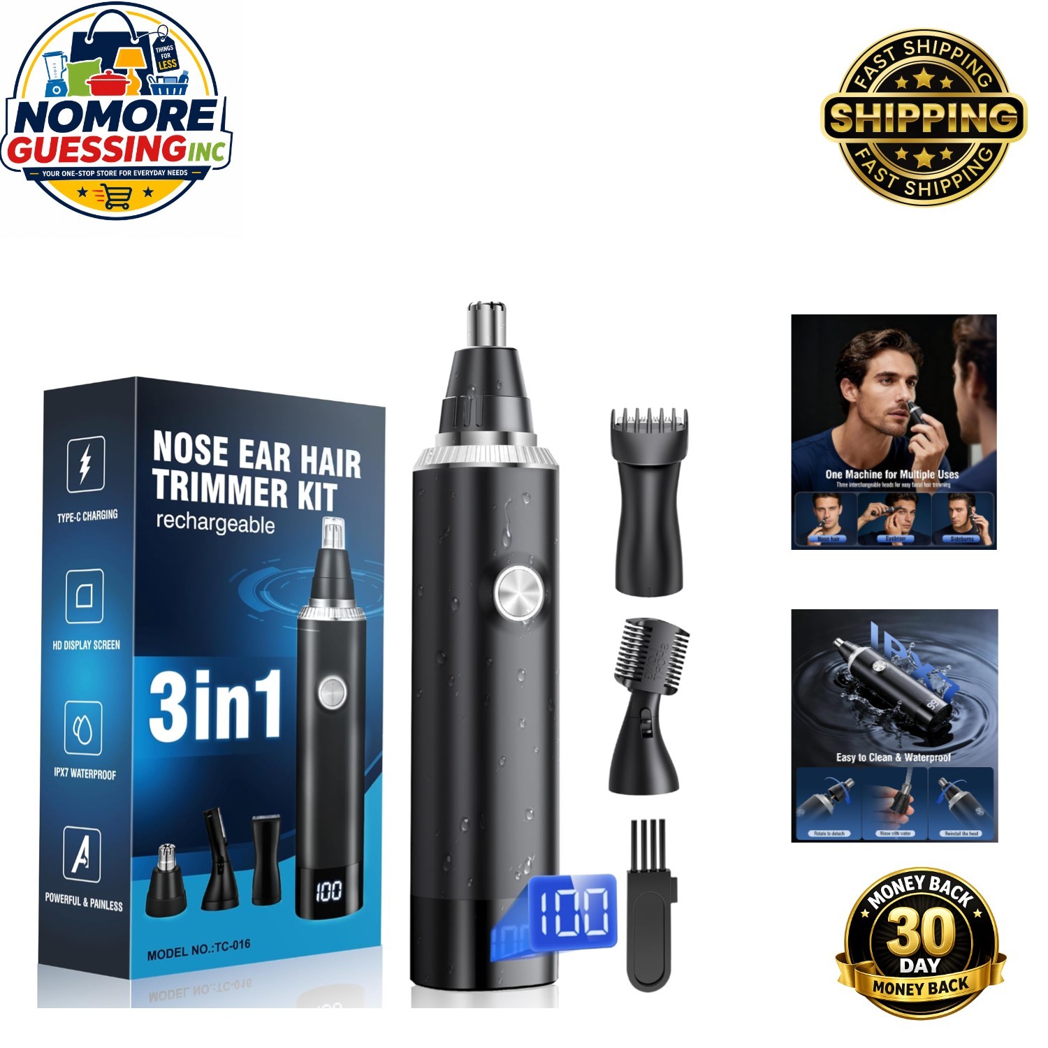 Unisex 3-in-1 Facial Hair Trimmer: Powerful, Waterproof & Painless Grooming