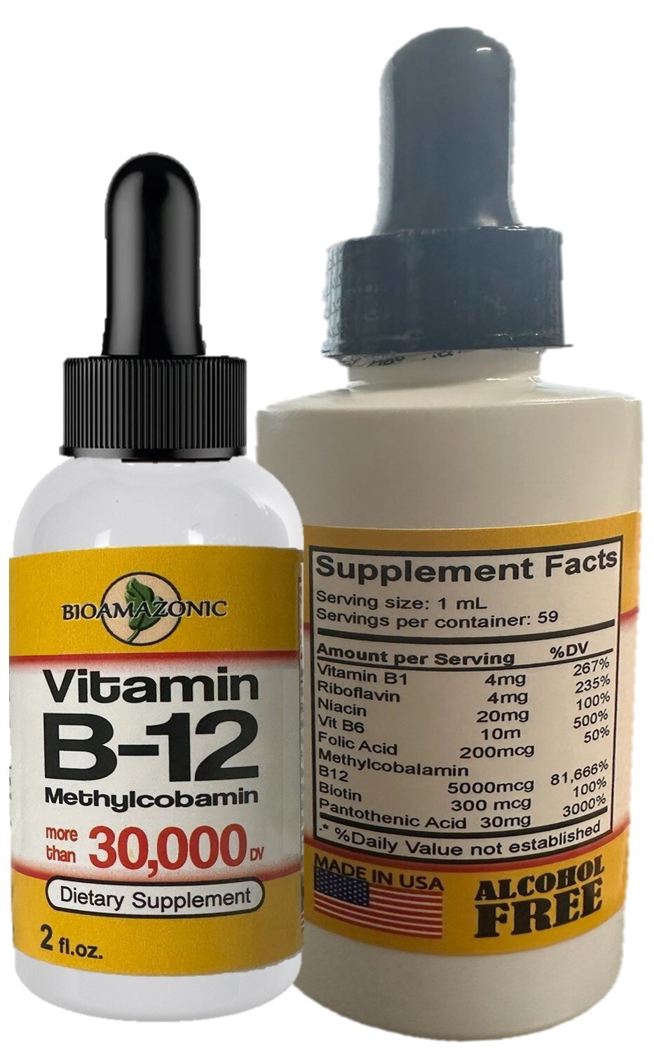 2 Vitamin B complex 30,000 high potency B1,B2,B3,B5,B6,B7,B12,Biotin Folic Acid