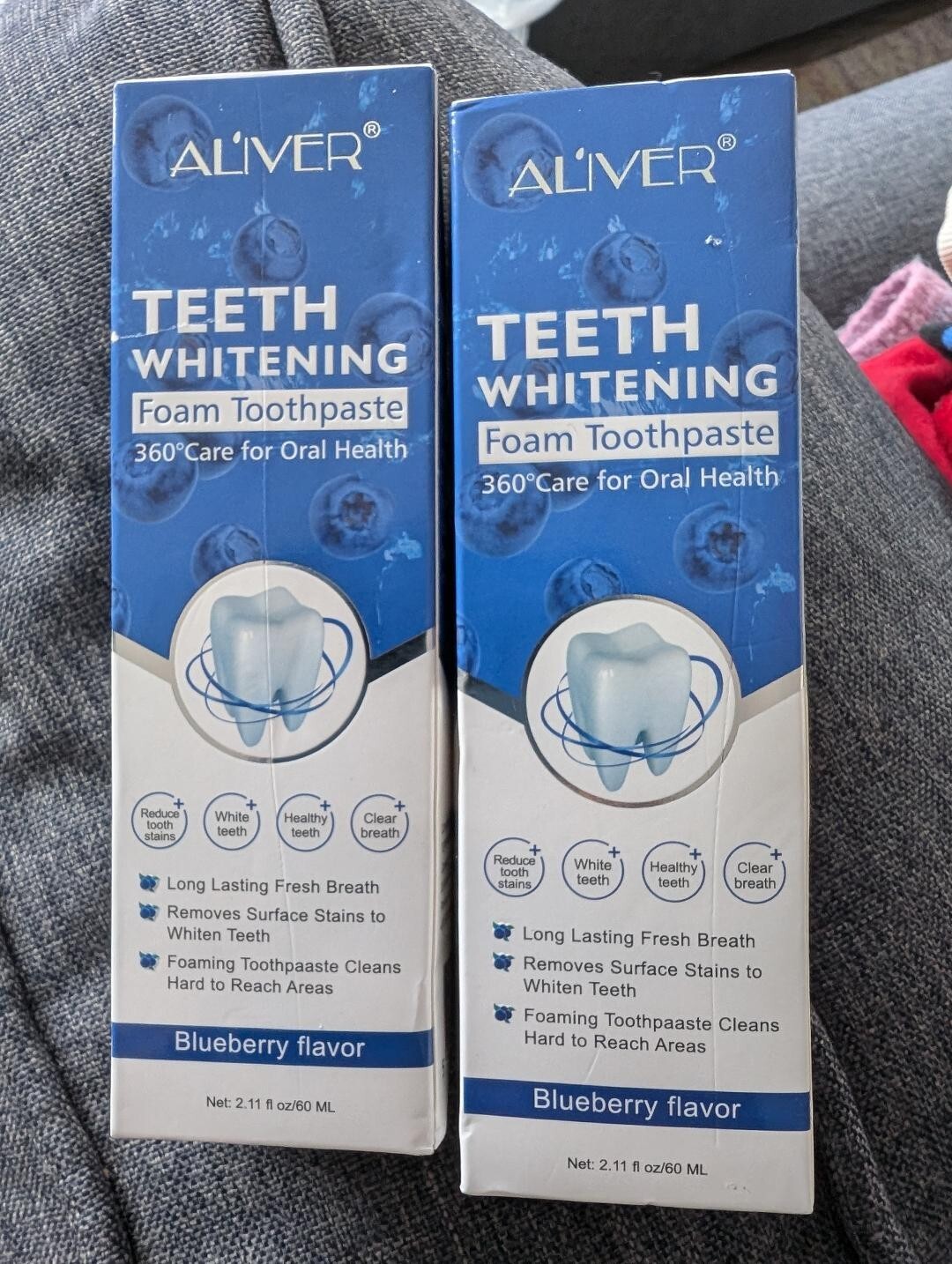 2 X Teeth Whitening Foam Toothpaste Blueberry Flavor 2.11FL OZ EXP 06/2025