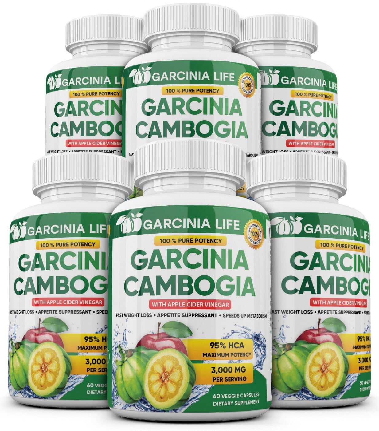 6 x Weight Loss Garcinia Cambogia w/ Apple Cider Vinegar ACV Fat Burner Pills