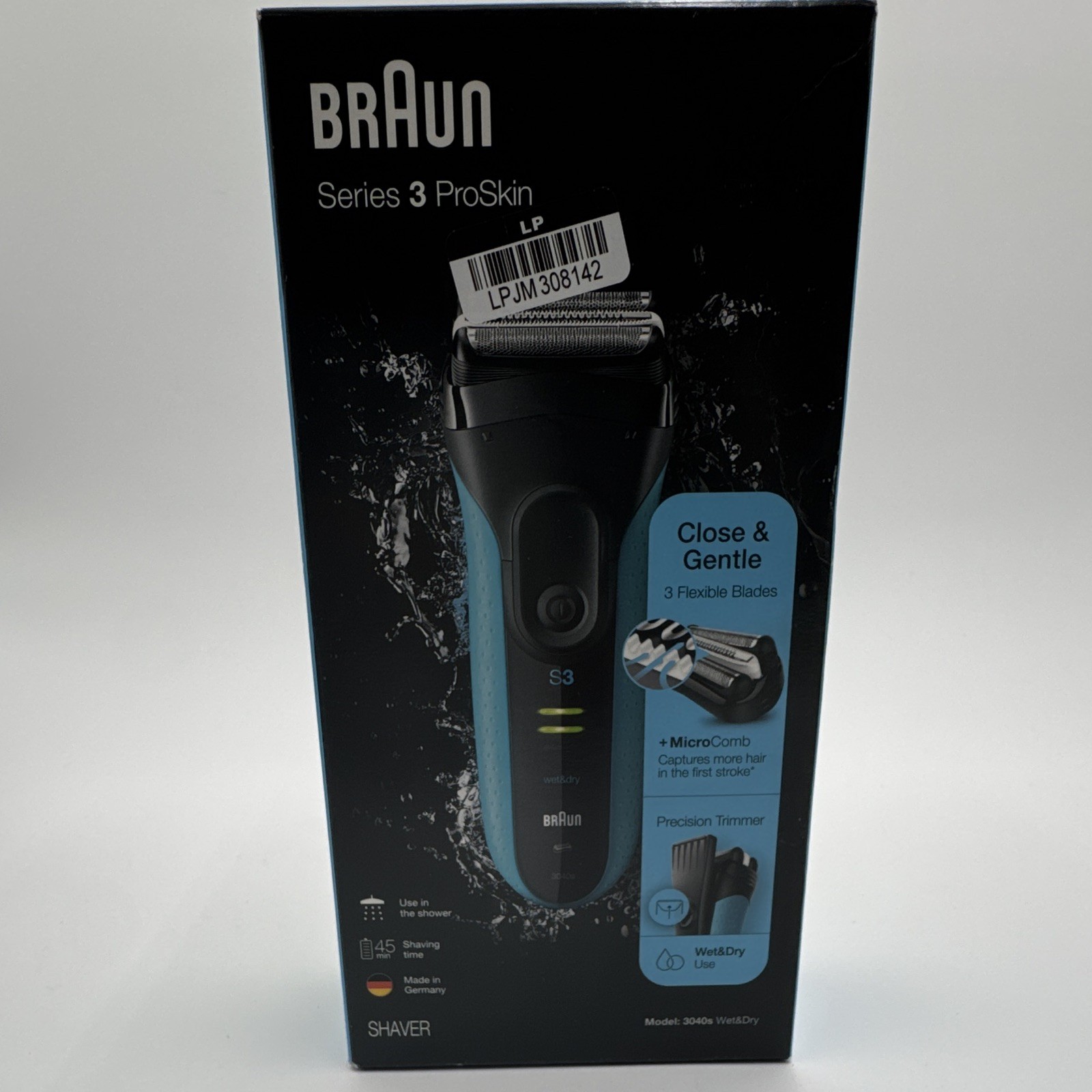 Braun Series 3 ProSkin 3040s Wet/Dry Cordless Waterproof Foil Shaver 3-Head