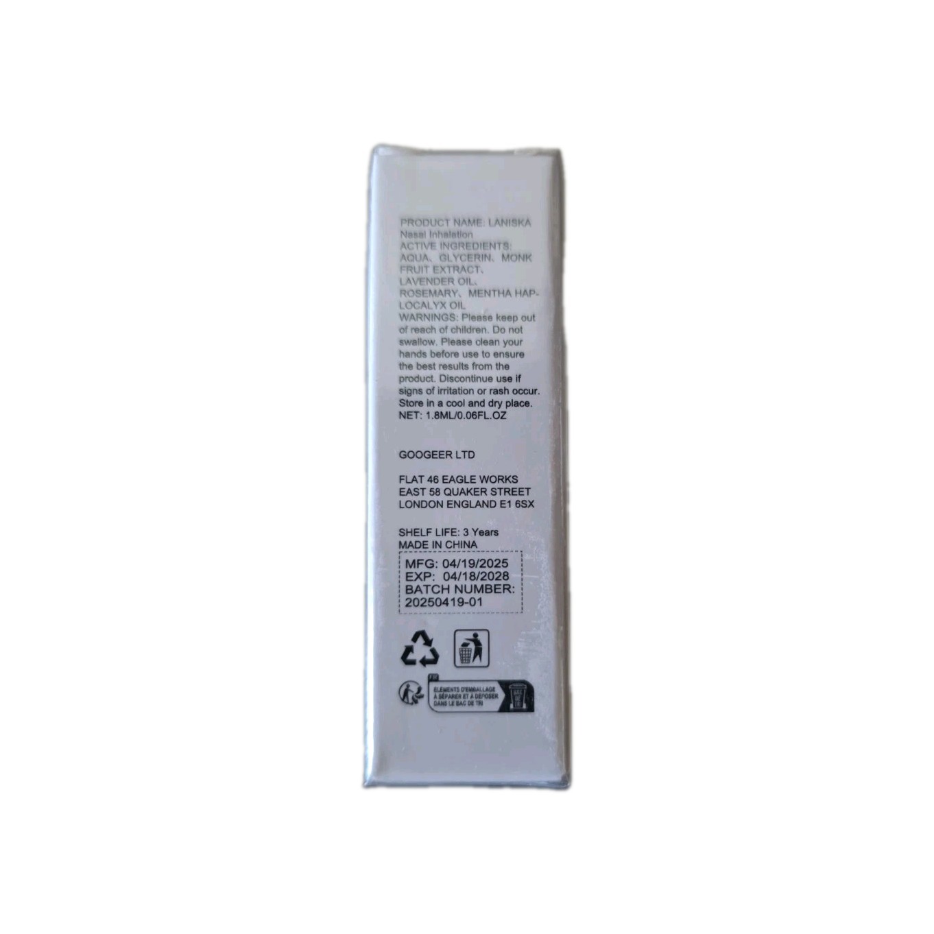 Laniska Gentle Memory-Boost Nasal Inhalation — 0.06 Fl.oz Ex: ’28