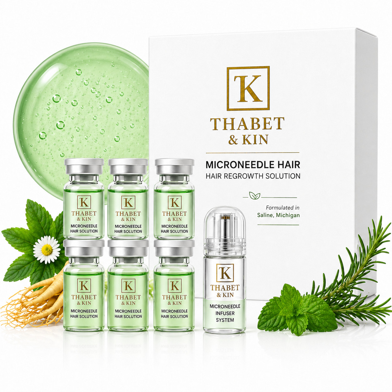 Thabet & KIN Hair Regrowth System, Advanced Hair Growth Treatment USA Brand