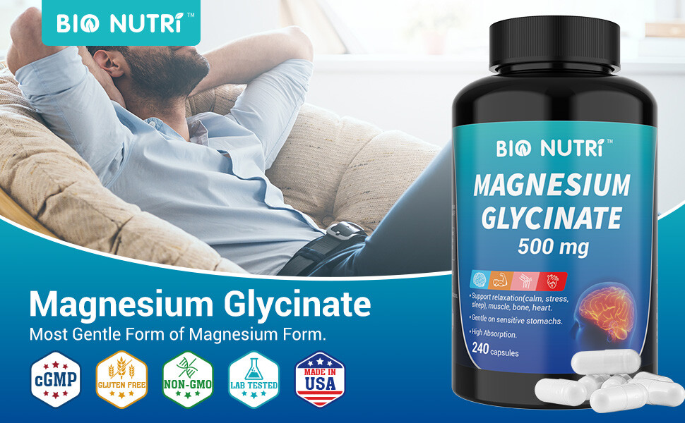 Magnesium Glycinate For Improved Sleep Stress Anxiety Relief 500mg Capsule LOT