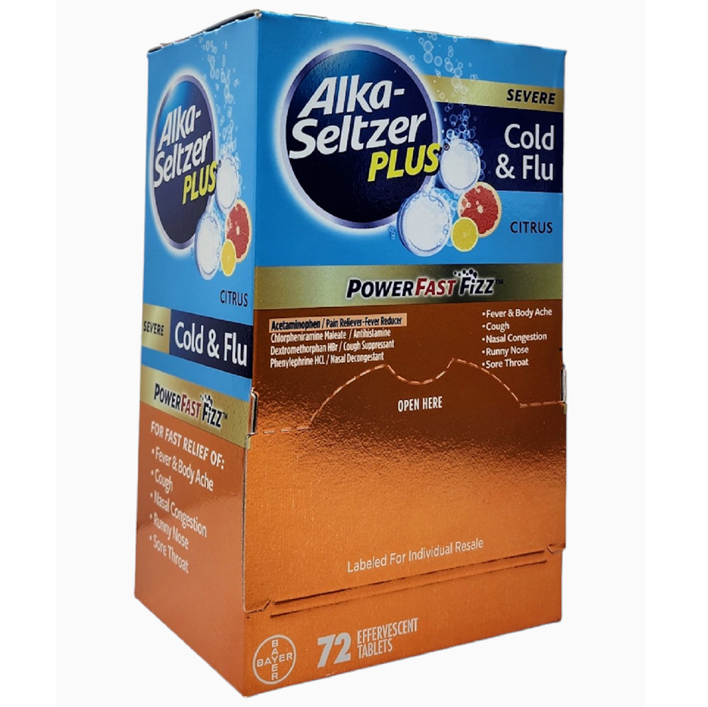 Alka-Seltzer Plus Severe Cold and Flu, Citrus (72ct) EXP: 01/2025-Free Shipping