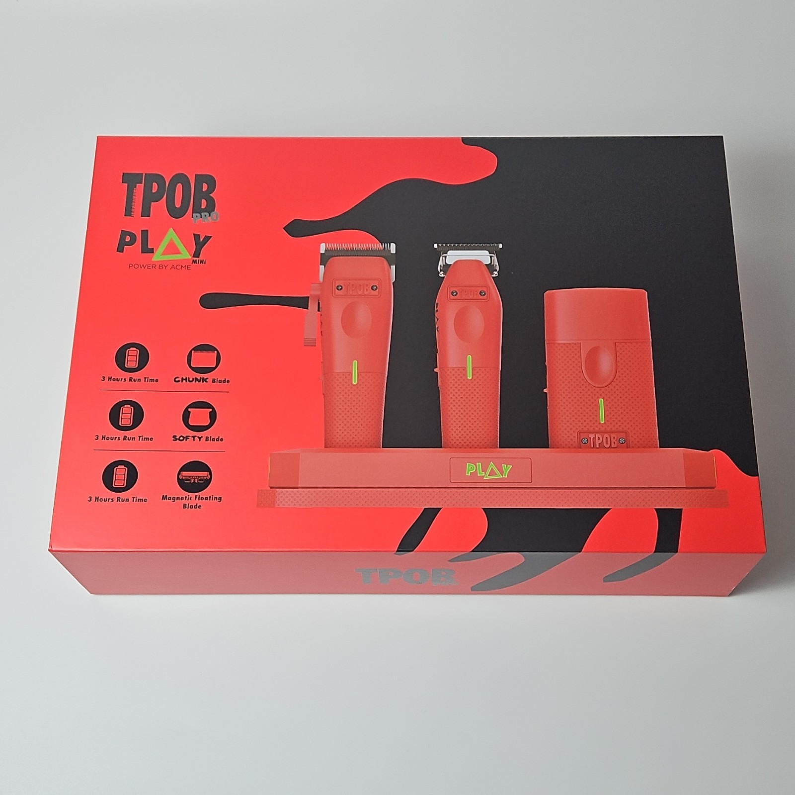 TPOB PLAY MINI Red Cordless Clipper Trimmer Shaver Kit Combo Adjustable Speed