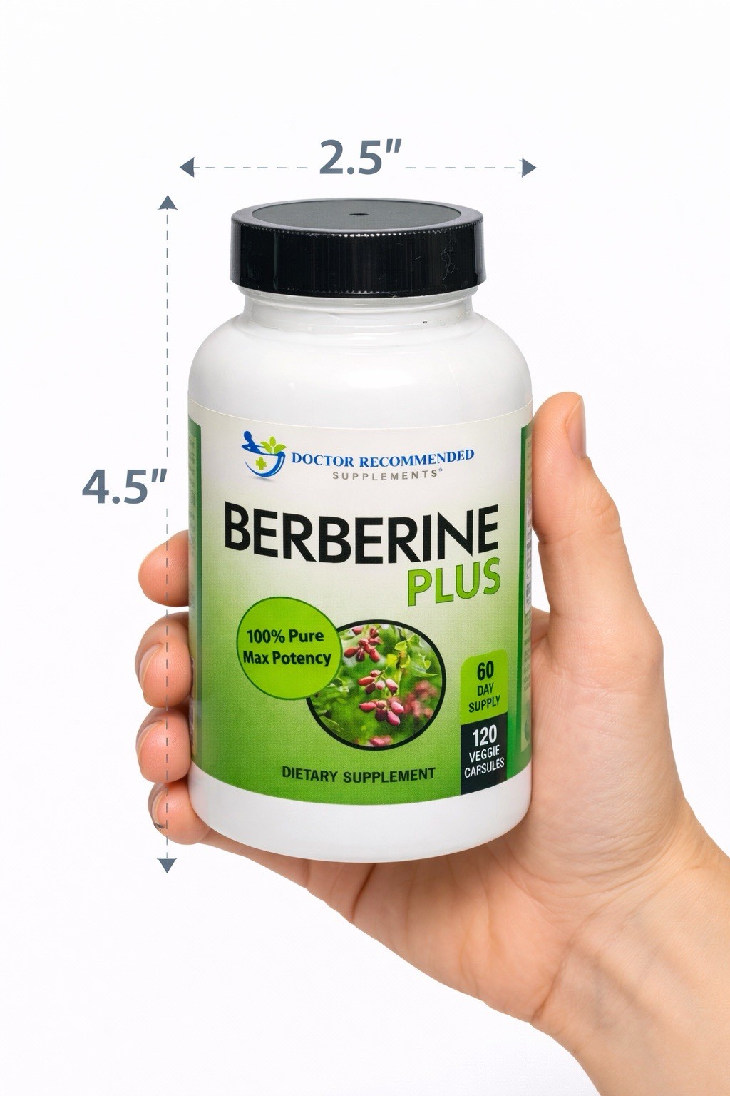 Berberine Plus 1200mg Per Serving -120 Veggie Capsules Royal Jelly Supports