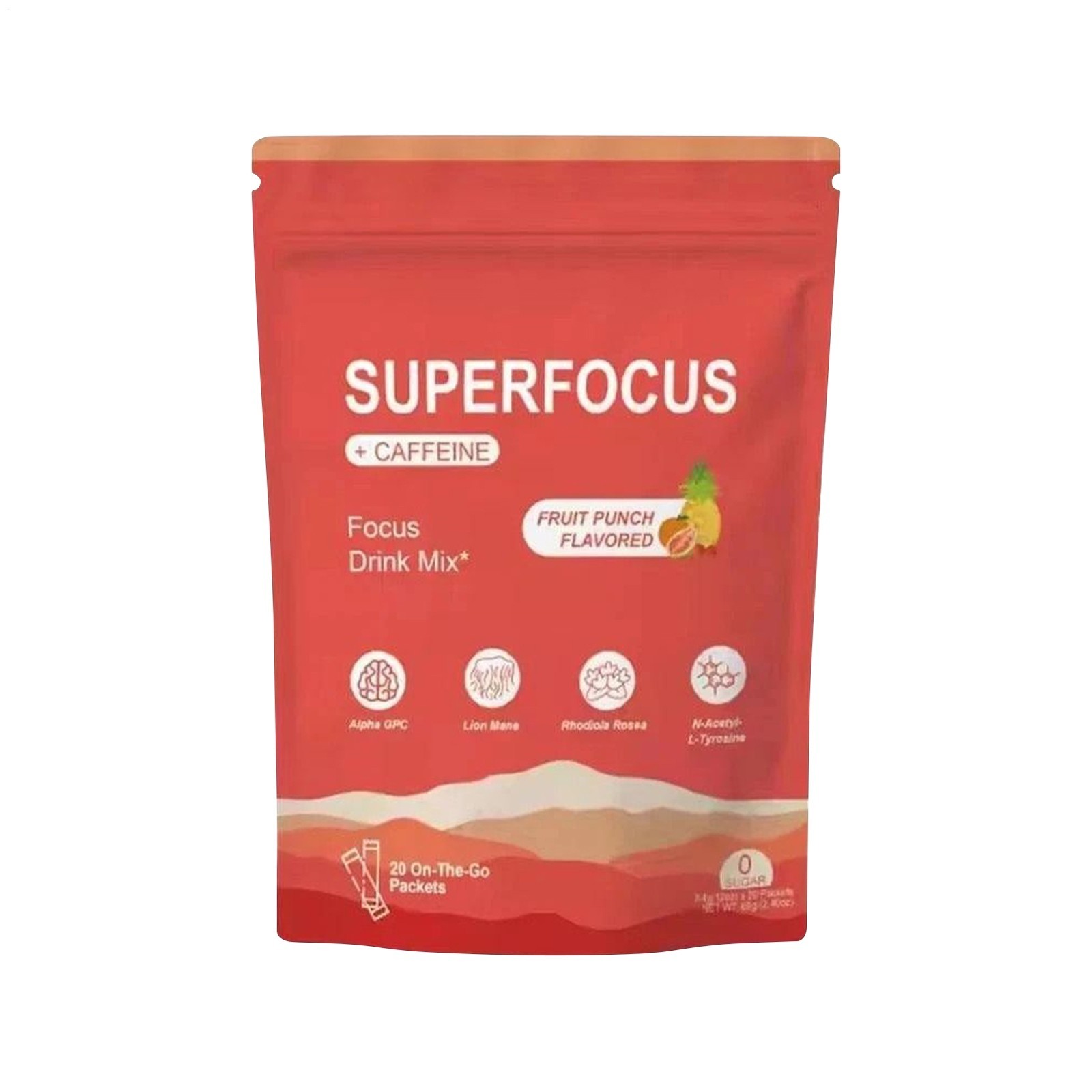 SuperFocus Fruit Punch Drink Mix 20 Packets – Mental Alertness Support – Caffein