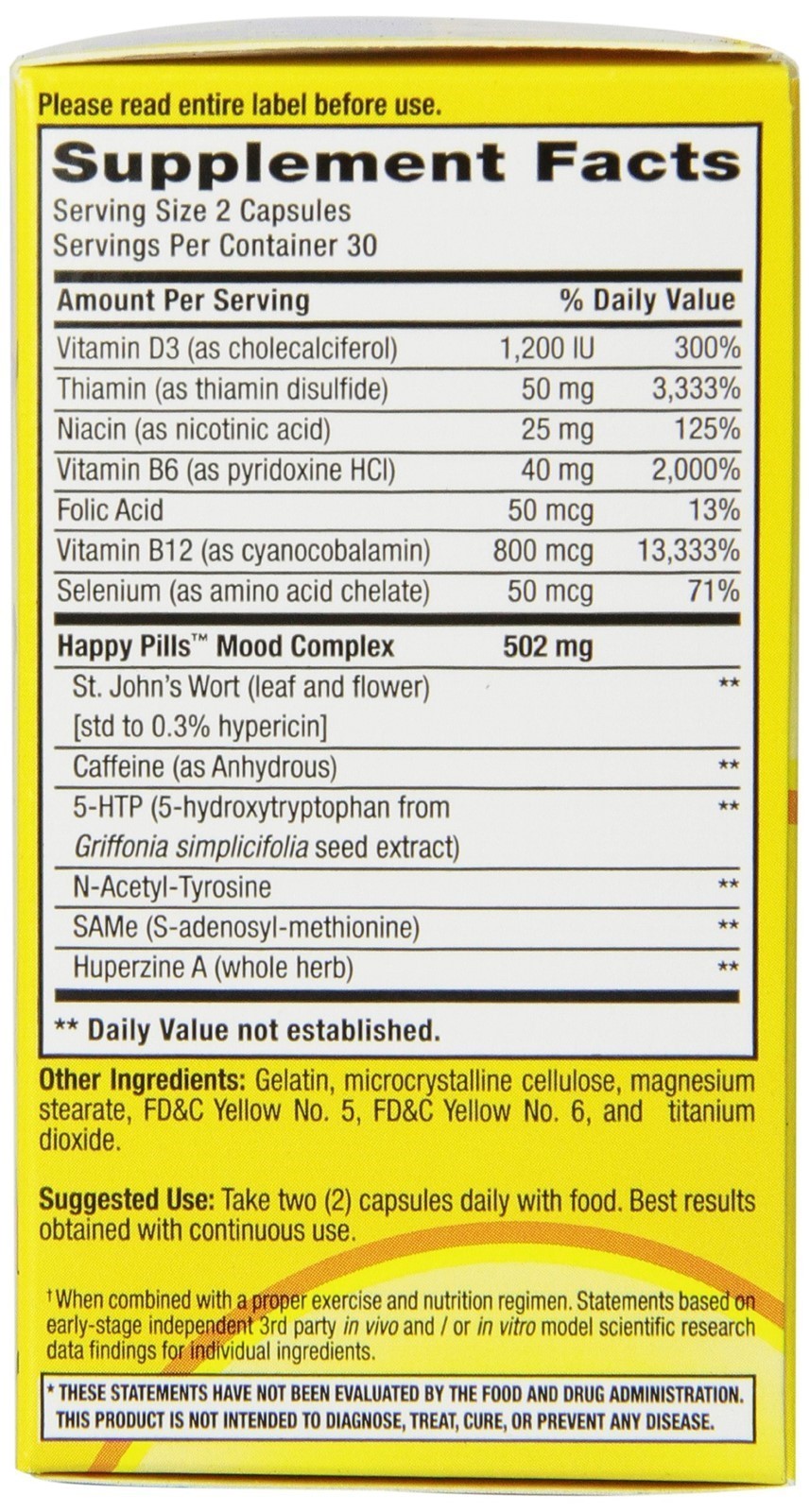 Happy Pills 60 capsules – St John’s Worth, SAMe, D3, B12, Caffeine BPI Sports