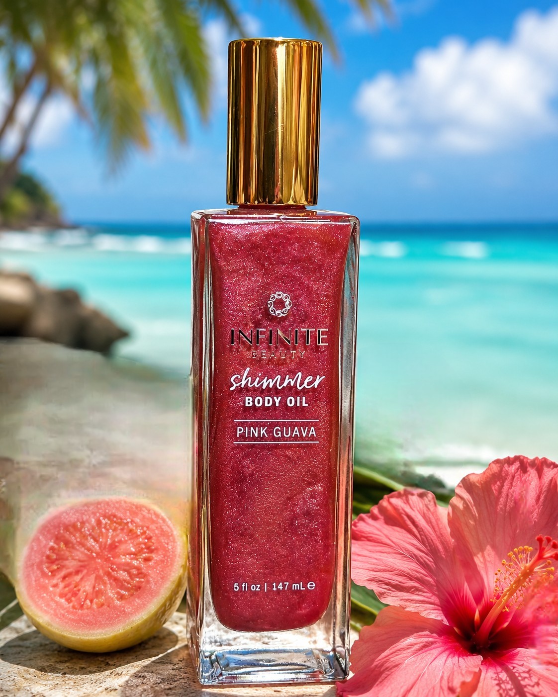 Infinite Beauty Pink Guava Shimmer Body Oil 5 oz Hydrating Glow Oil