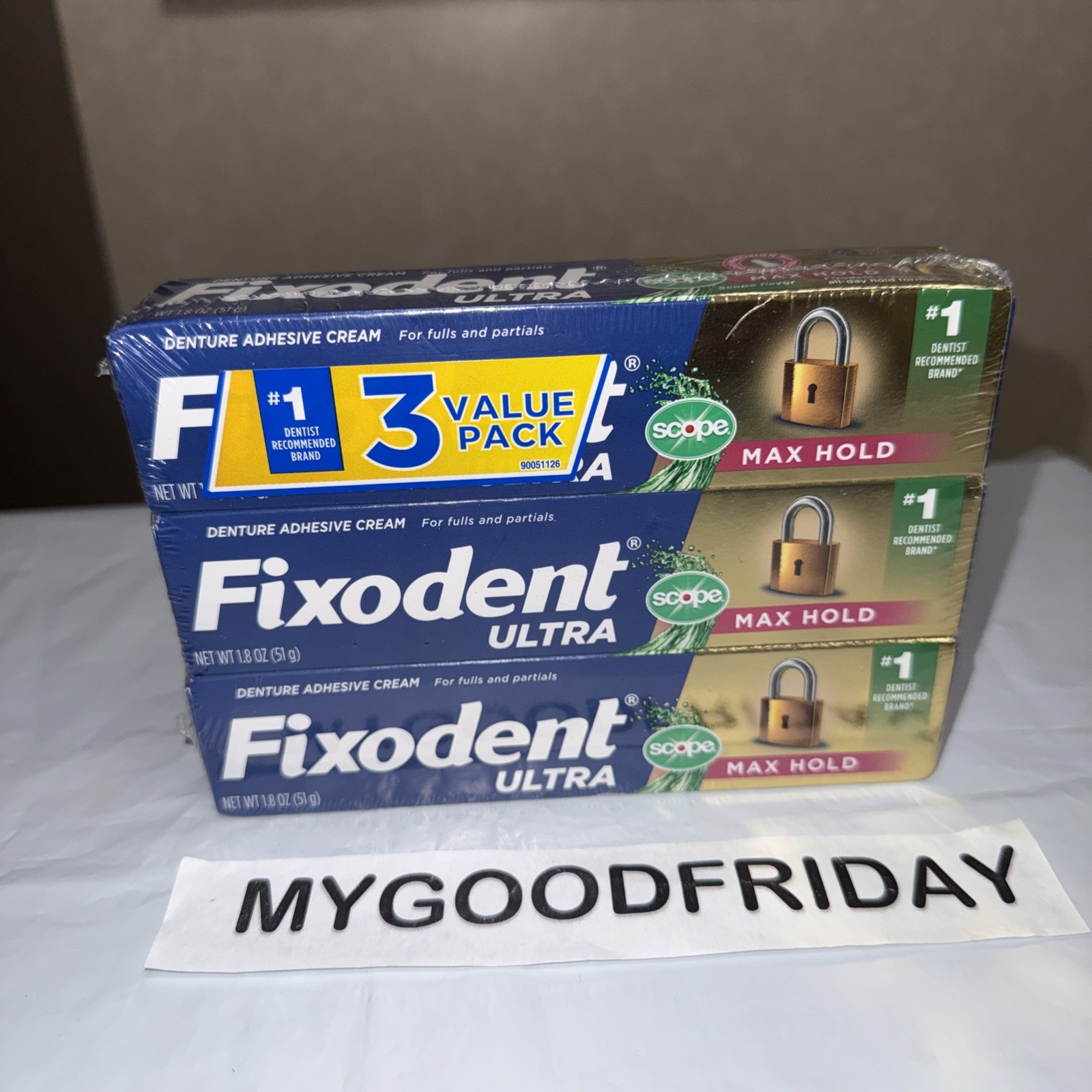 3 Pack Fixodent Ultra Max Hold With Scope Denture Adhesive Sealed Pack