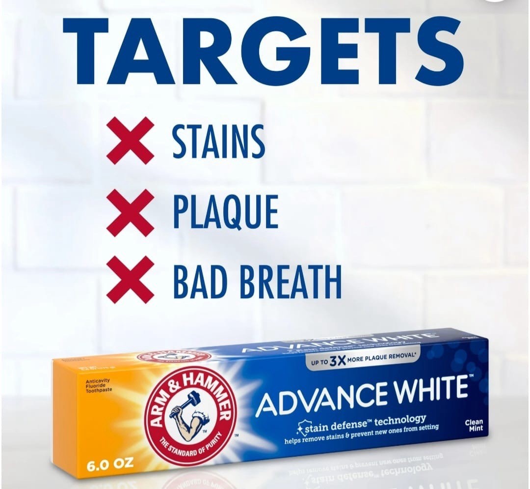 Arm Hammer Advance White Toothpaste Clean Mint Flavor, Stain Defense Technology