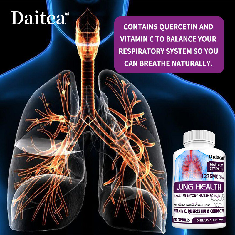 Lung Health 120 Capsules Lung Cleanse Detox Respiratory Quercetin Bromelain