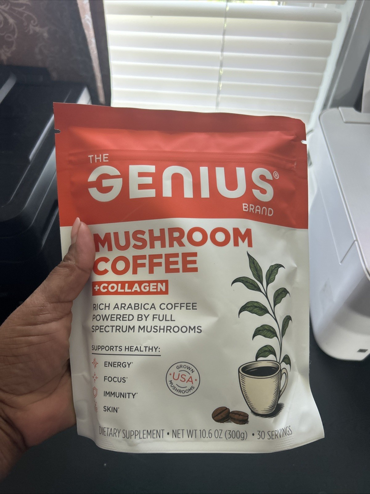 The Genius Brand, Mushroom Coffee + Collagen, 300g, EXP 07/2027