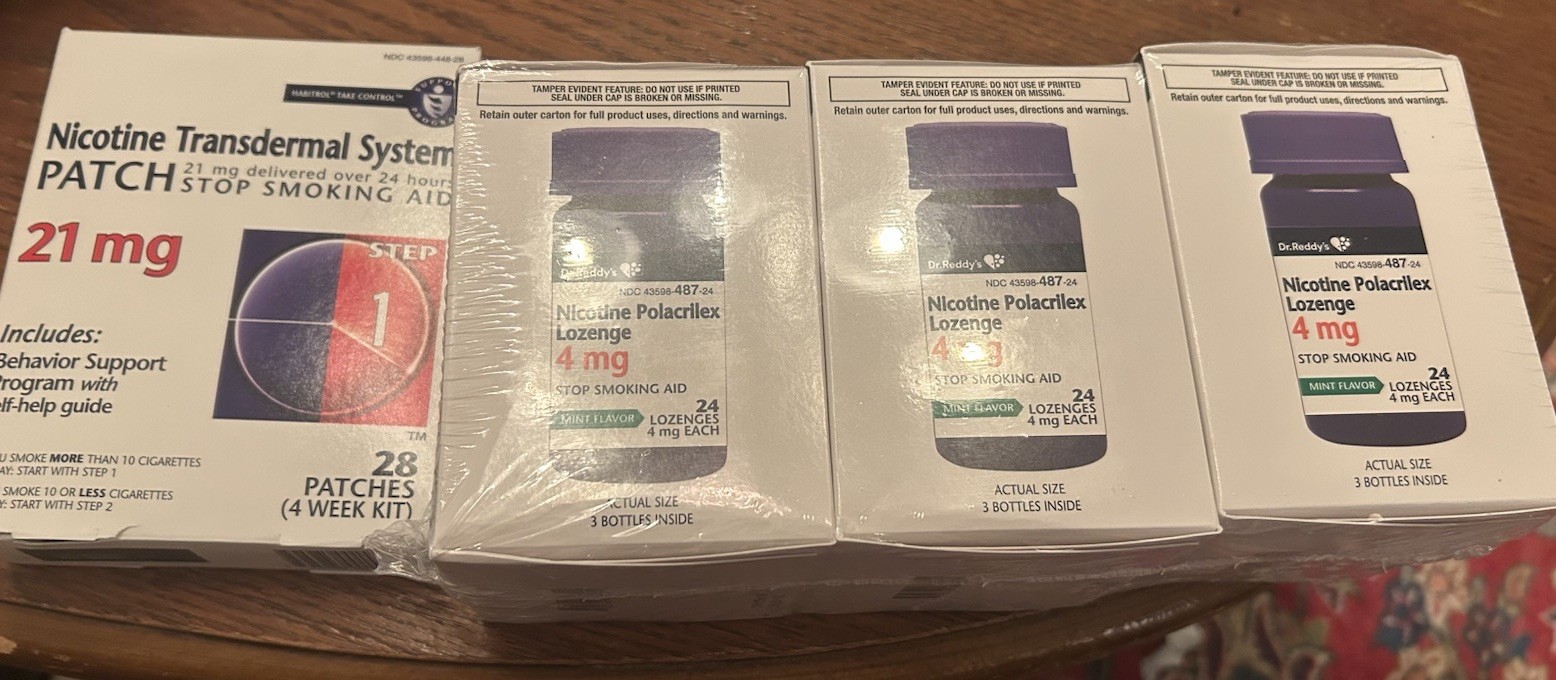 Nicotine Cessation Lot: (1) 21mg Step 1 Patches 28ct & (3) 4mg Mint Lozenge/Gum⁠