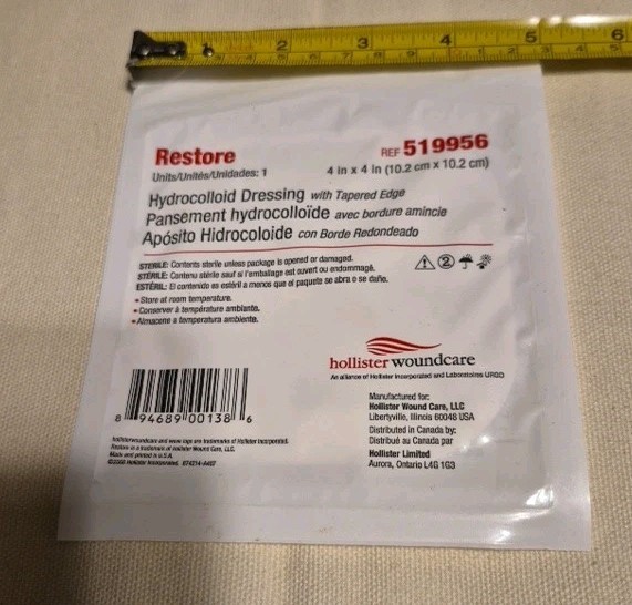 Restore Hydrocolloid Dressing 4×4 In 519956 Hollister Woundcare Single Unit