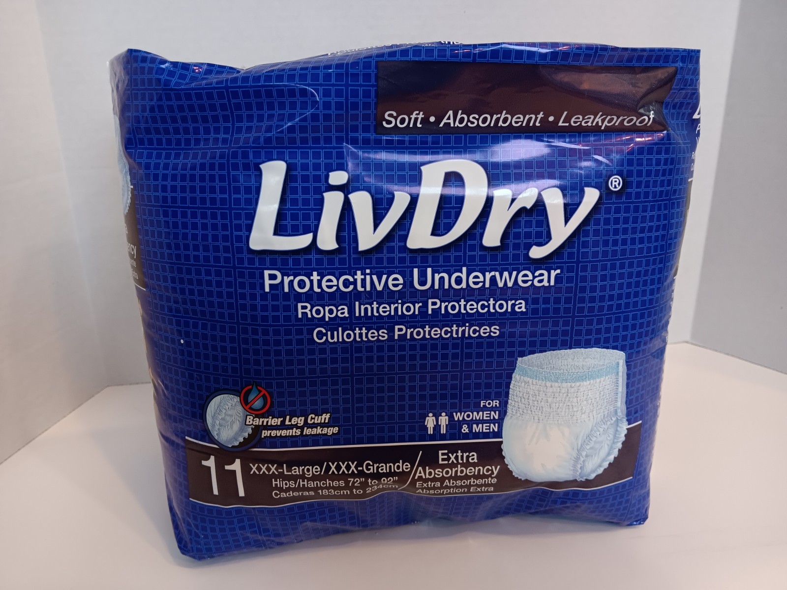LivDry Adult XXX-Large 72″-92″ Extra Absorbent Protective Underwear – 11 Pcs