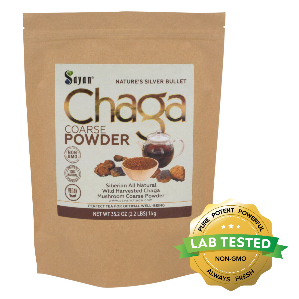 Sayan Chaga Tea Raw Grounded Powder 2.2 lb All Natural Wild Harvest