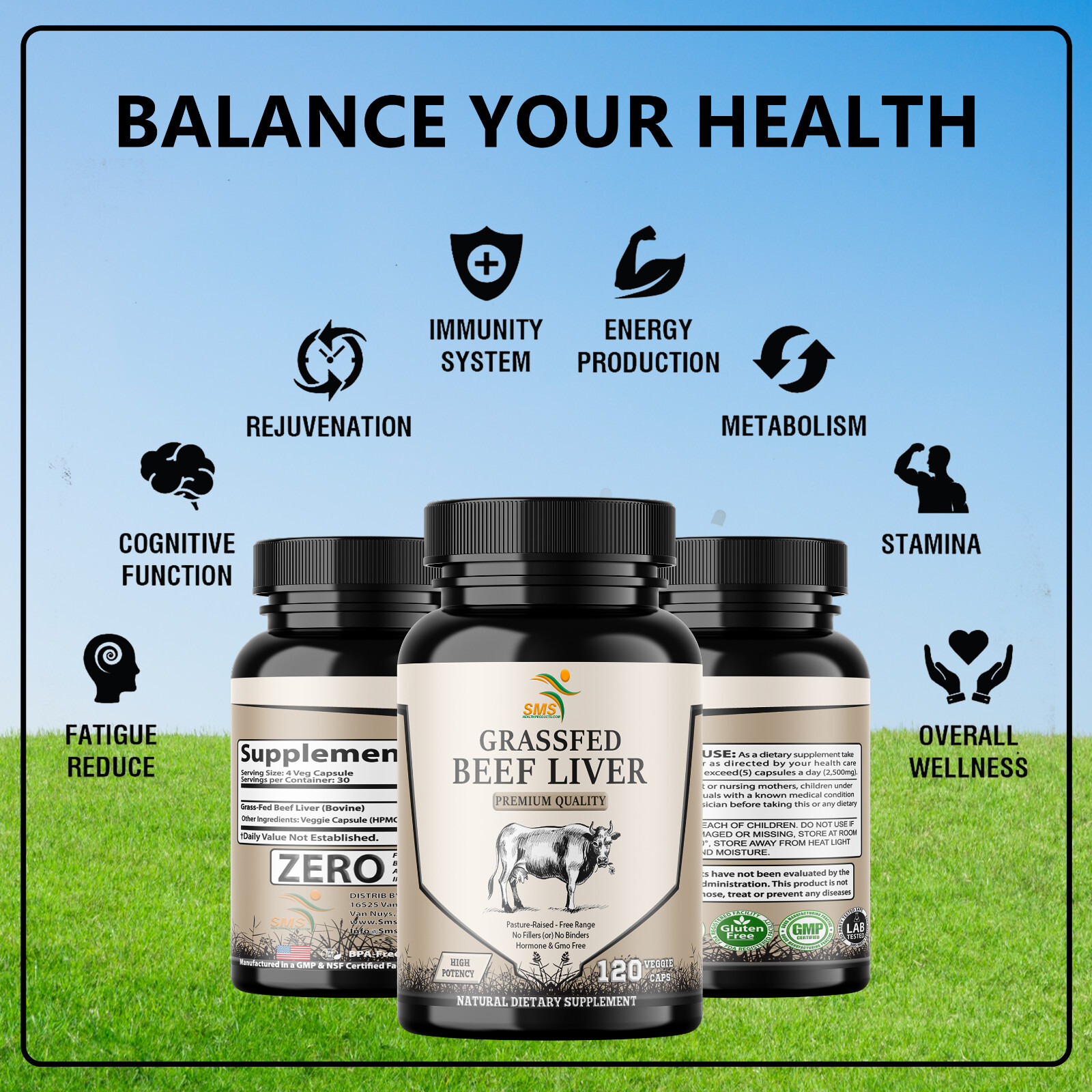 Desiccated Beef Liver Capsules, 100% Grass Fed Undefatted (3 Pack) 360 Capsules