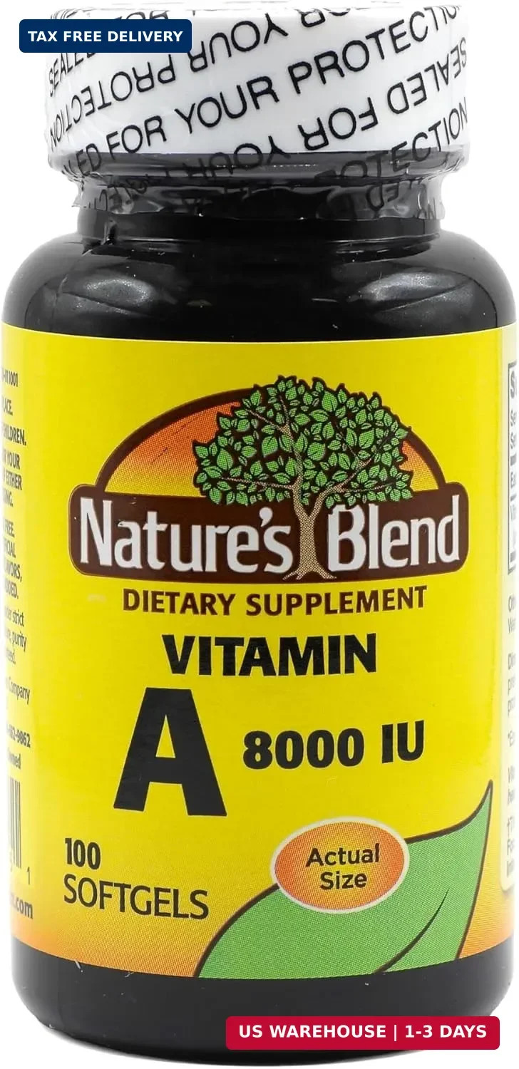 Nature’s Blend Vitamin A 8000 IU – 100 Softgels – Supports Eye Health, Immune Fu