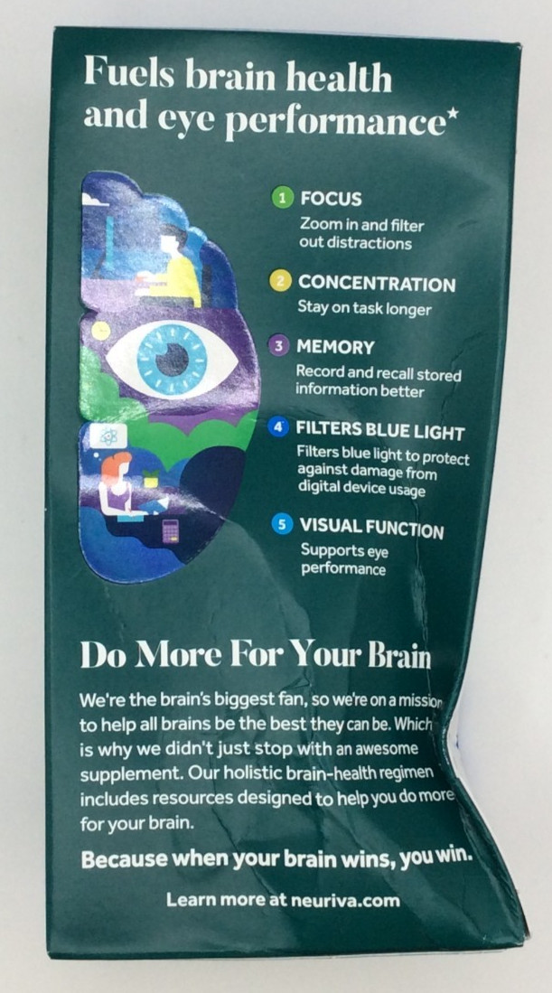 Neuriva Brain + Eye Health Supplement for Memory and Focus, 30 Capsules, 11/2027